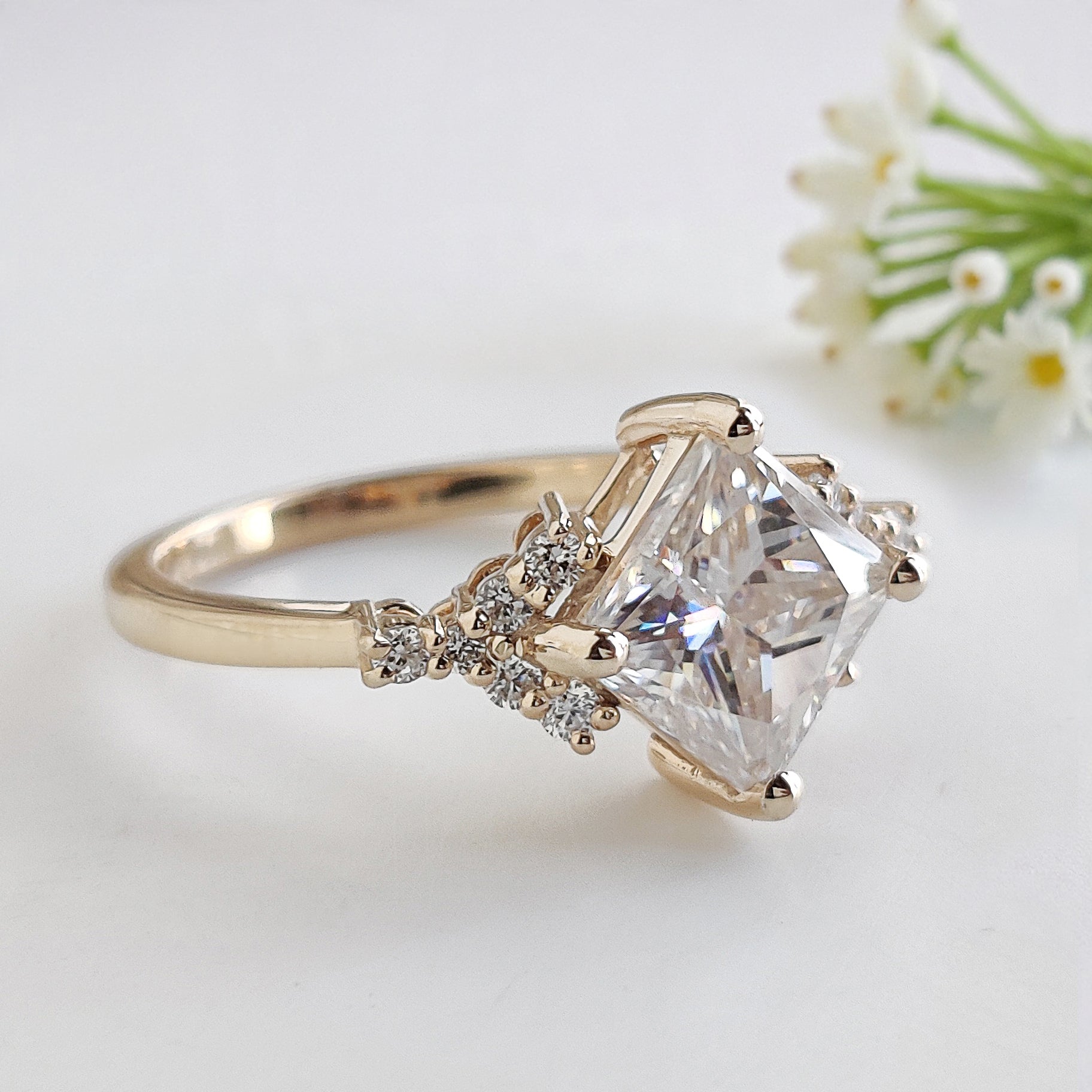 1.70 CT Princess Cut Lab Grown Diamond Engagement Ring Princess Diamond With Prong Setting Ring Wedding Ring Princess Ring for Her FD468