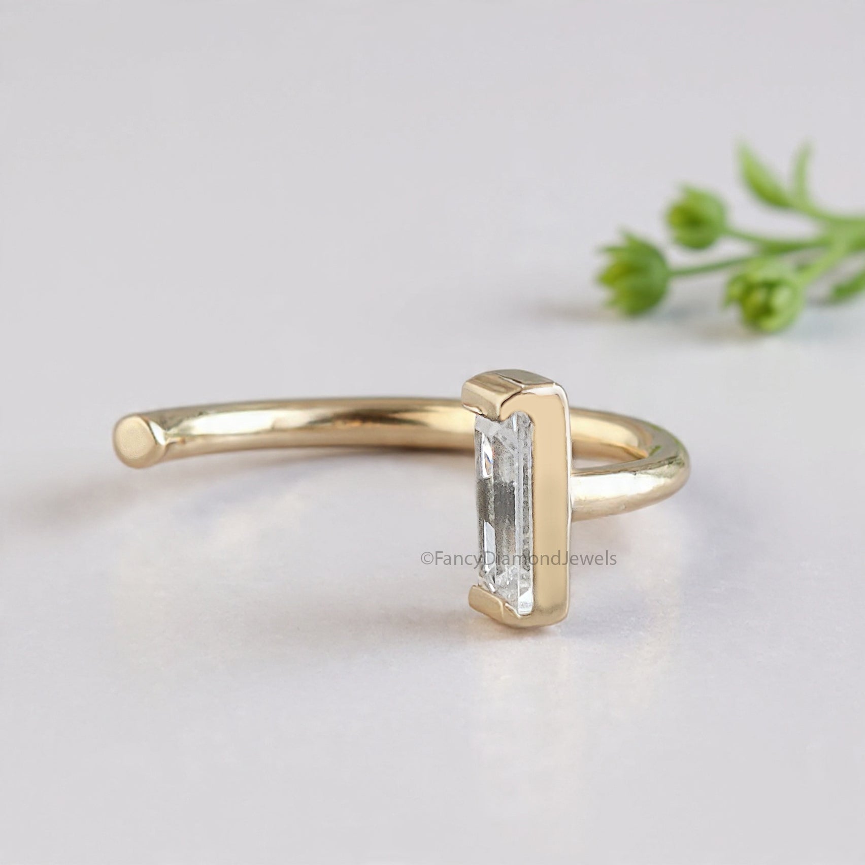 Tiny Baguette Hoops Earring Open Hoop Earrings Baguette Diamond Earrings Minimalist Earrings Classic and beautifully matched Earrings FD478