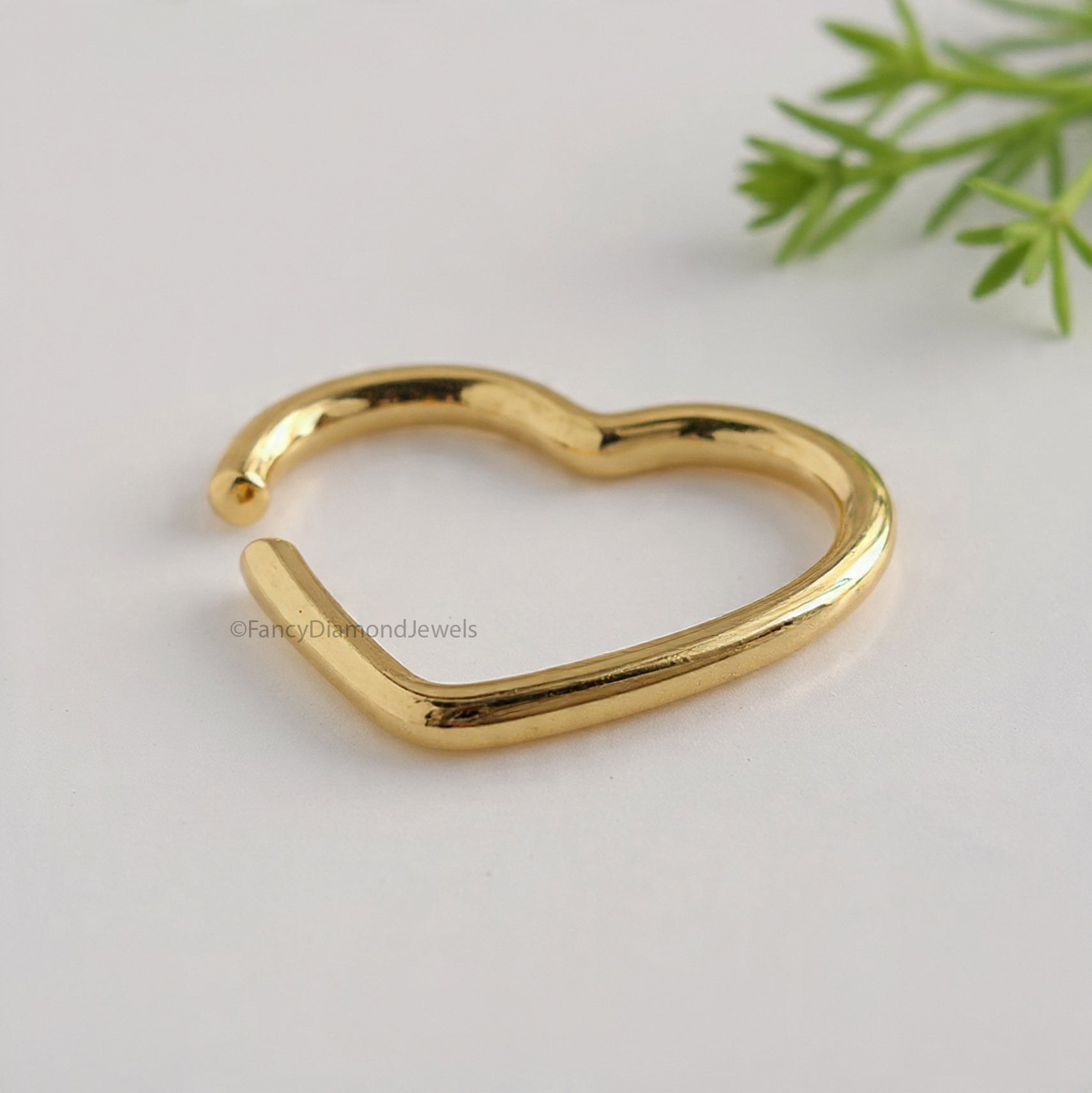 Fake Heart Helix Ring Fake Piercing Silver Yellow Gold Cuff minimalist-style earring 14K Yellow Gold Ear Wrap Cuff Gift For Her FD480