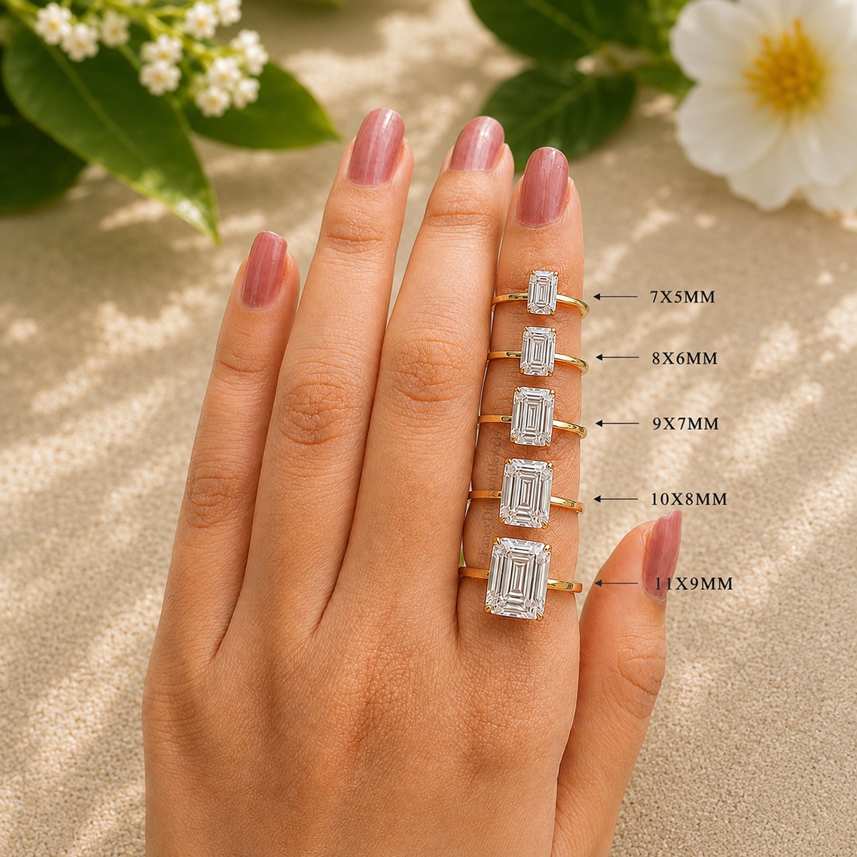 Emerald Cut Engagement Ring CZ Solitaire 925 Silver Diamond Simulant Travel Promise Moissanite Style Wedding Bridal Anniversary Gift FD199
