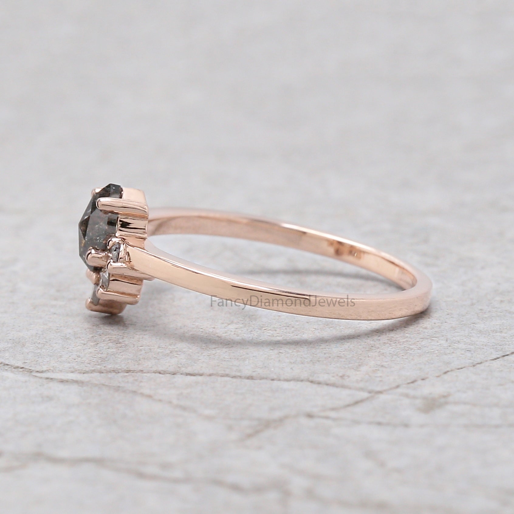 Marquise salt and pepper Diamond Ring, Salt and pepper Marquise Diamond Engagement Ring, Marquise Diamond Ring, Marquise Shape Ring, KD1141