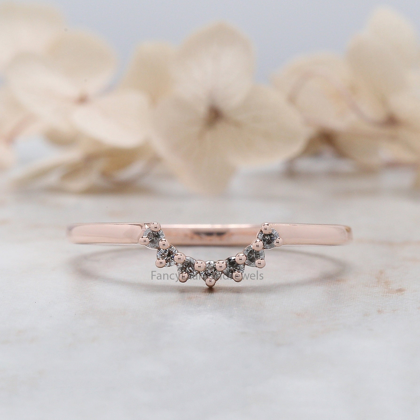 Round Cut Salt And Pepper Diamond Ring 0.87 Ct 5.80 MM Round Diamond Ring 14K Solid Rose Gold Silver Engagement Ring Gift For Her QN9369