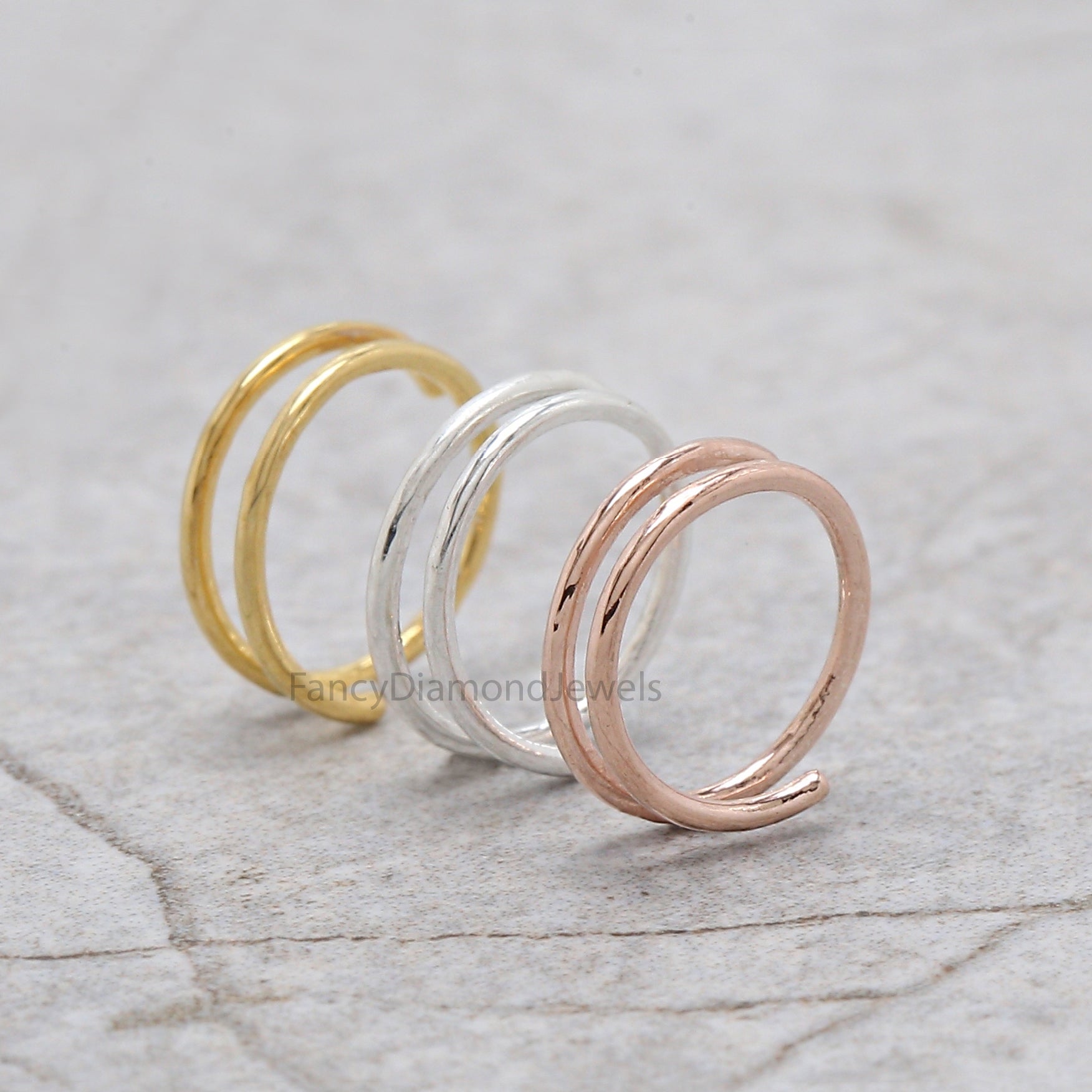Nose Ring, Double Nose Ring for Single Piercing, Hoop Ring, Nose Stud, Rose Gold Nose Ring, Twisted Piercing Hoop, Plain Nose Ring, KD1137
