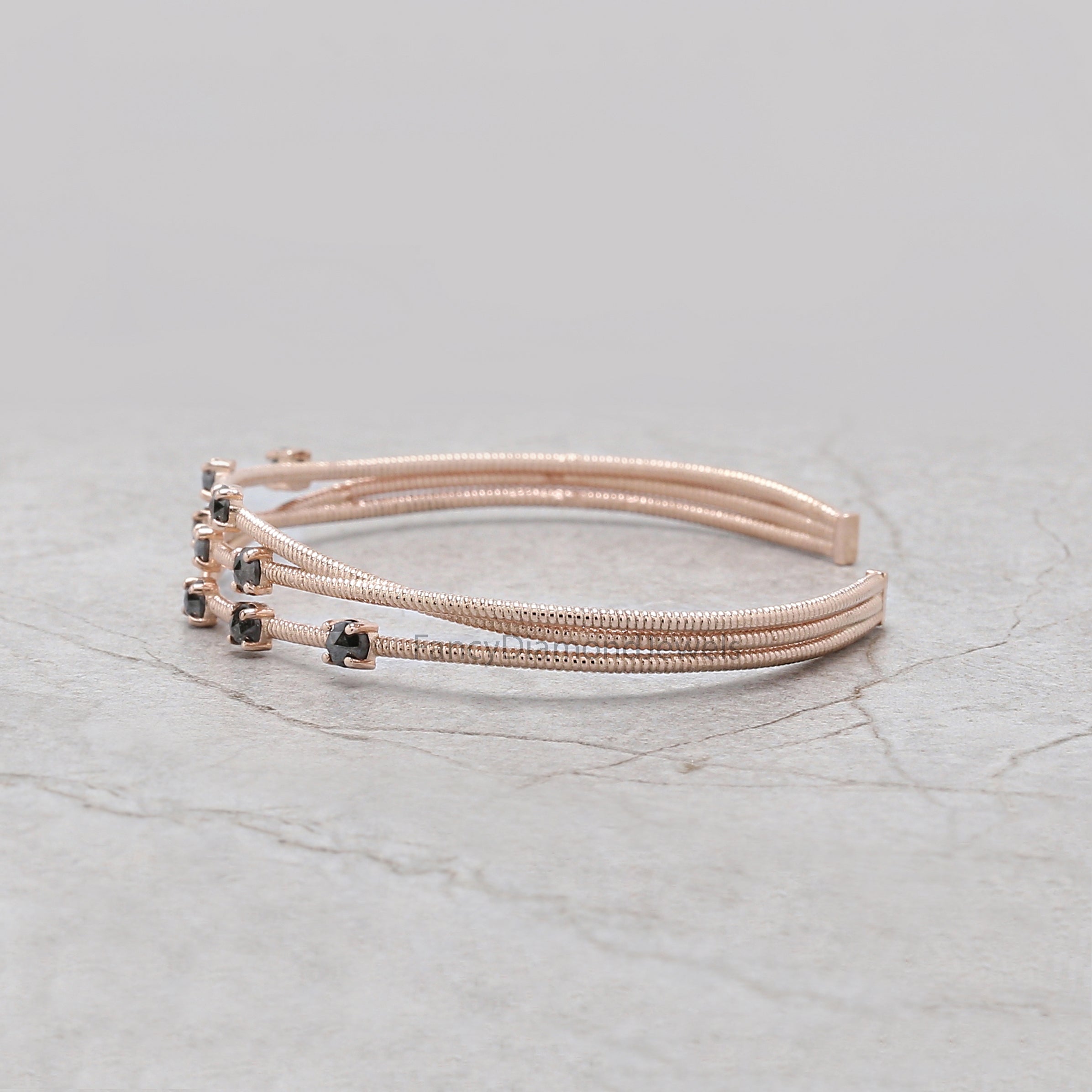 Rose Cut Salt And Pepper Diamond Bracelet, Round Shape Diamond Anniversary Gift Bracelet, Gold Bracelet, Round Cut Diamond Bracelet KDK2670