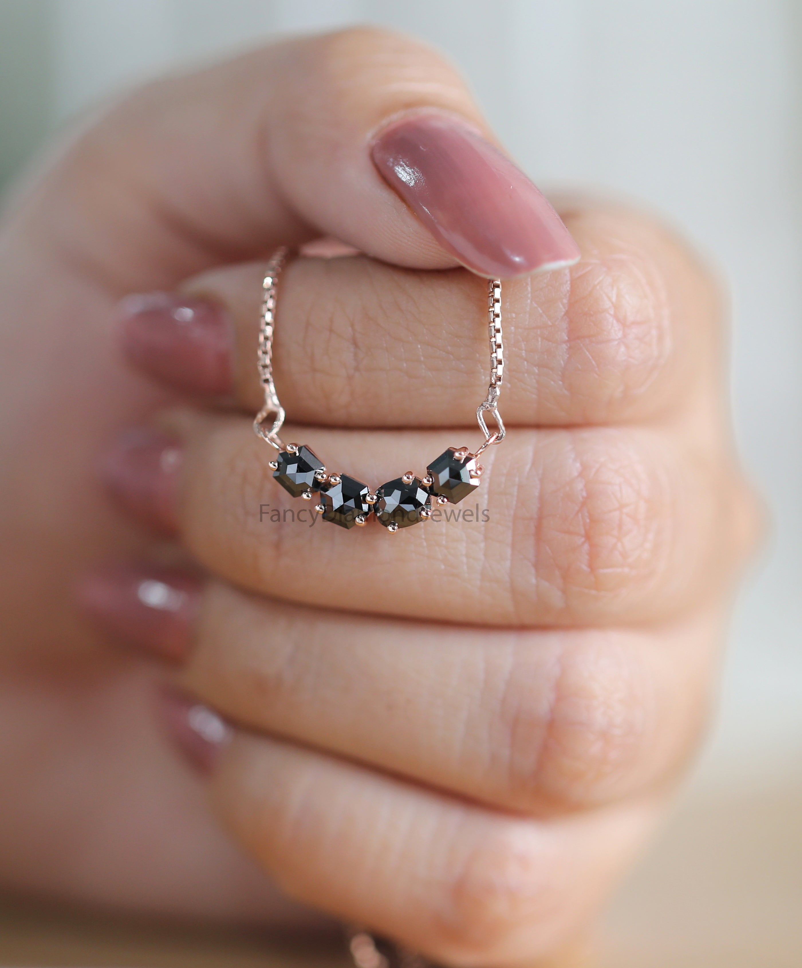 Mix Shape Black Color Diamond Pendant 1.02 Ct 4.67 MM Mix Shape Cut Diamond Pendant 14K Solid Rose Gold Silver Engagement Pendant QL2688