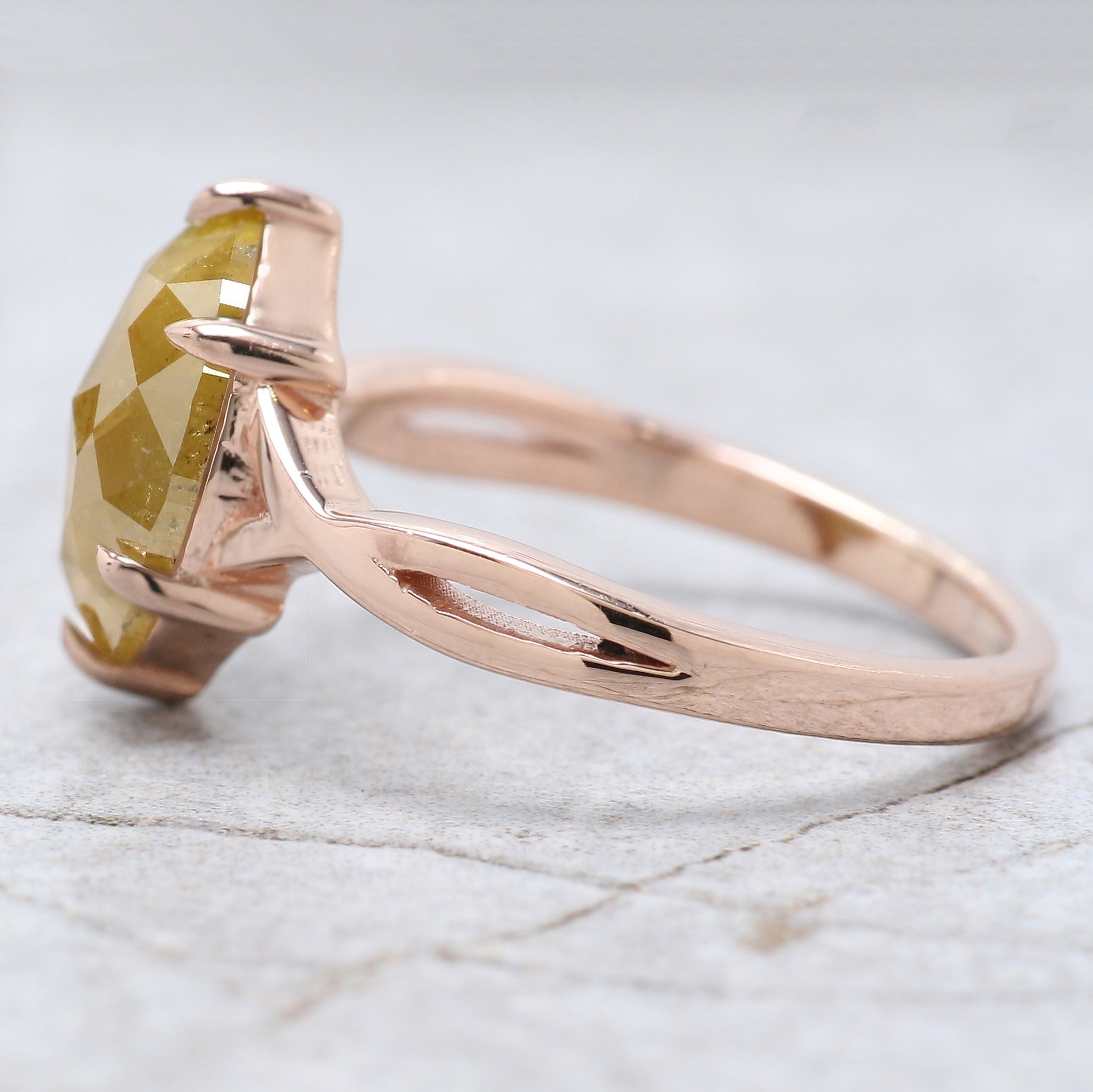 Marquise Shape Yellow Color Diamond Ring 1.65 Ct 11.10 MM Marquise Diamond Ring 14K Rose Gold Silver Engagement Ring Gift For Her QL8849