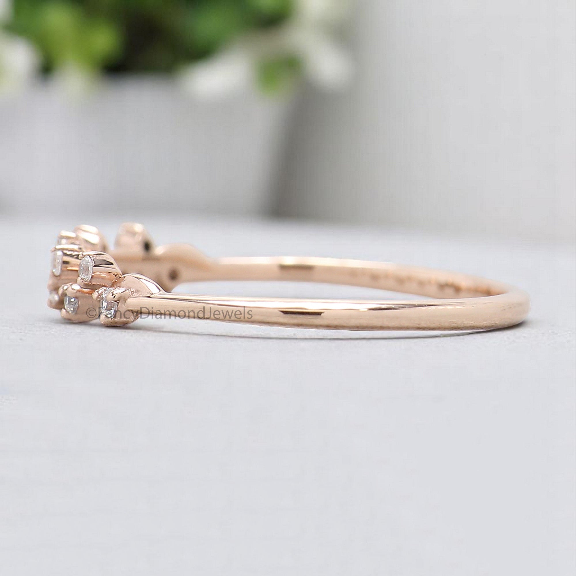 Ups and Downs Round Cut Diamond Wedding Band Zig Zag Diamond Ring Half Eternity Minimalist Ring Silver/10K/14K/18K Anniversary Band KD905