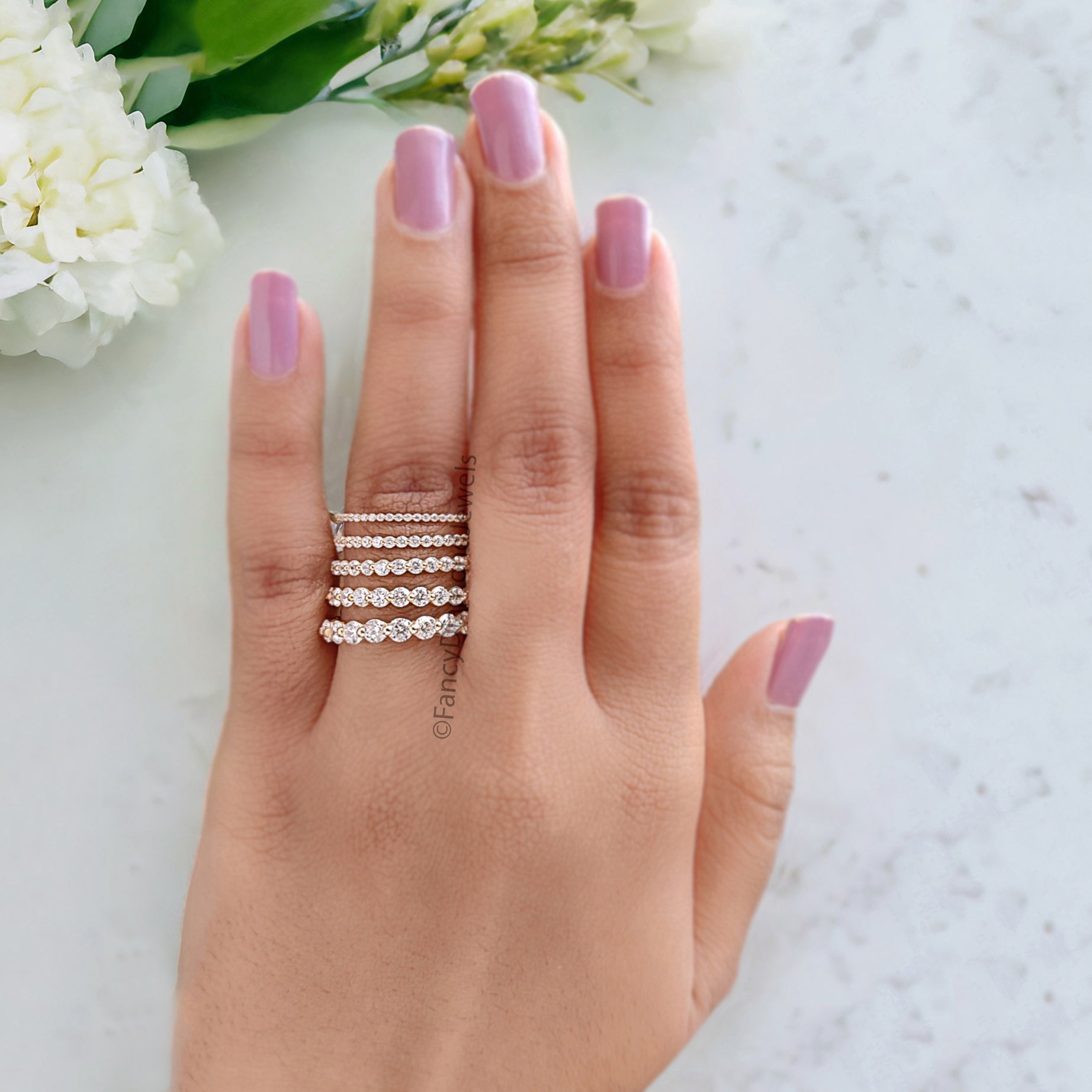 Floating Bubble Wedding Band 1.00/ 1.50/ 2.00/ 2.50/ 3.00 MM Single Prong Set Full Eternity Band LabGrown Diamond Stacking Bridal Band FD305