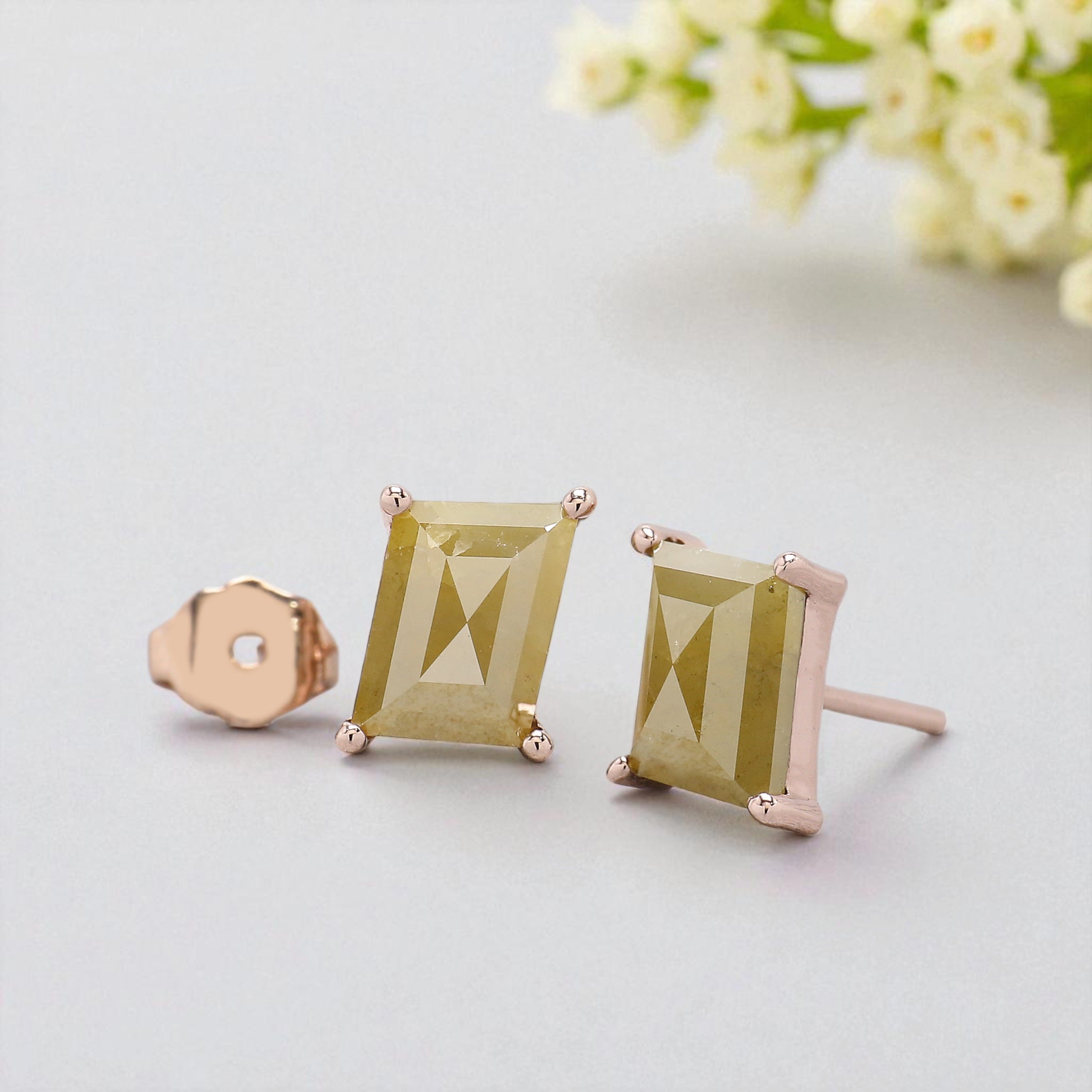 Antique Yellow Color Diamond Earring Engagement Wedding Gift Earring 14K Solid Rose White Yellow Gold Earring 2.62 CT KDL5011