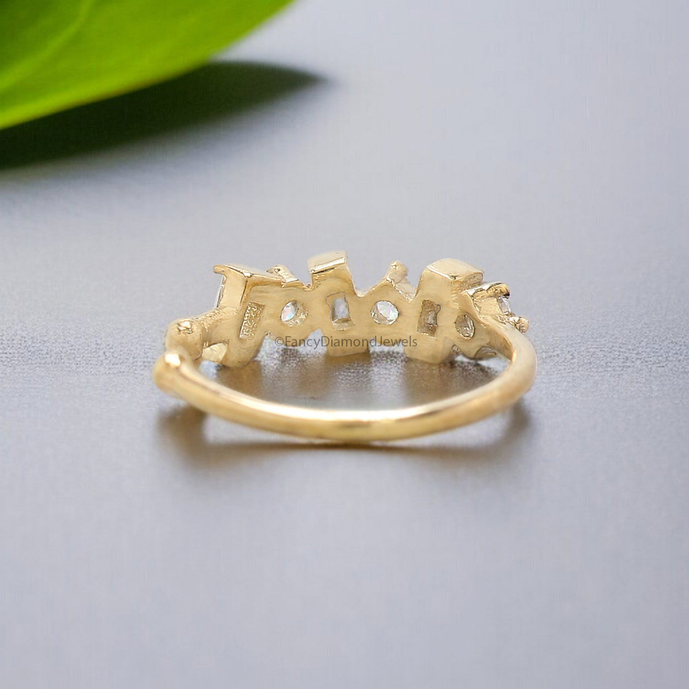 Dainty Baguette & Round Brilliant Cut Colorless Moissanite Diamond Ear Cuff Conch Ear Cuff Yellow Gold Ear Wrap FD329