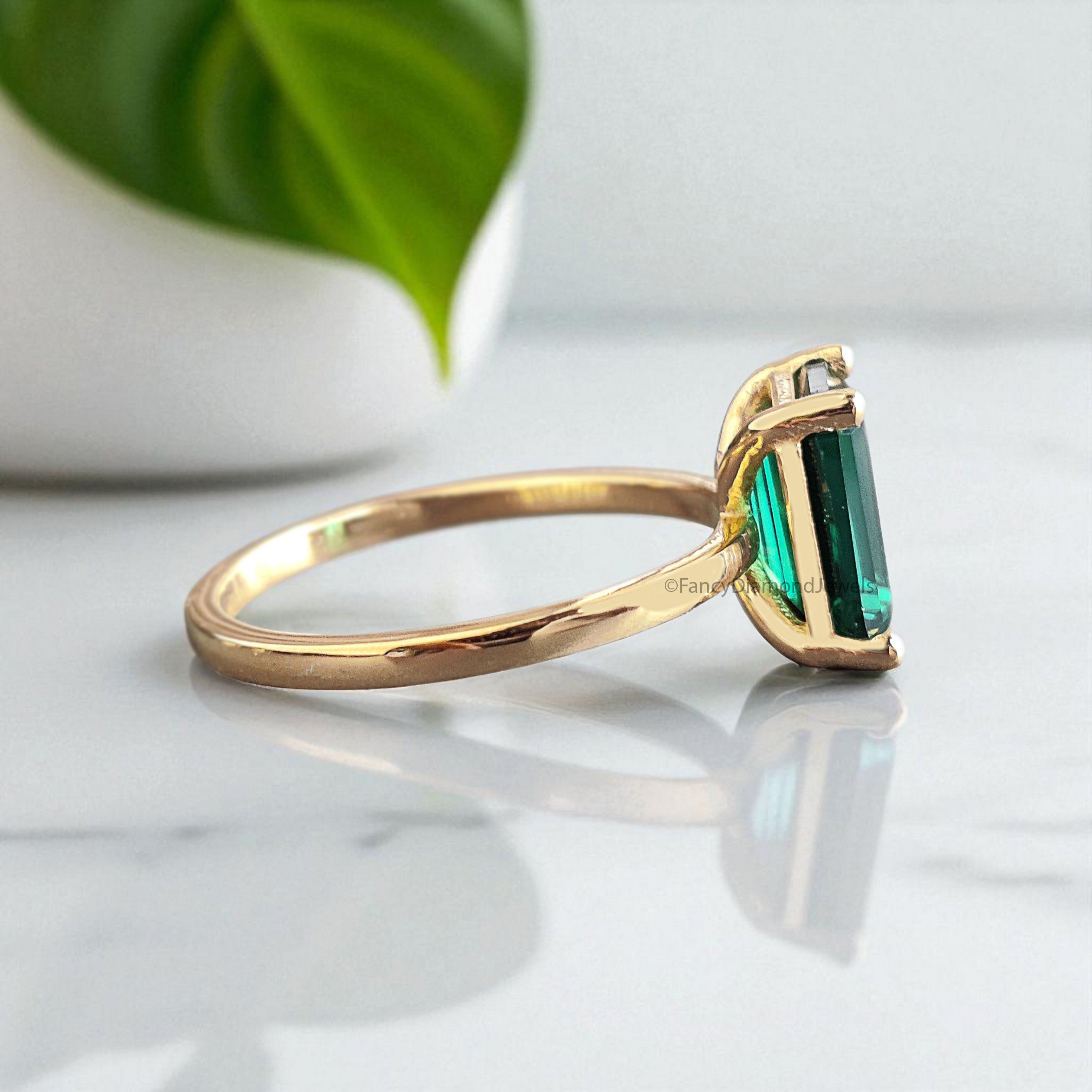 Green Emerald stone 11mm 10mm 9mm 8mm 7mm ring Emerald Cut engagement ring silver Ring simulant Solitaire ring Emerald Diamond ring FD384