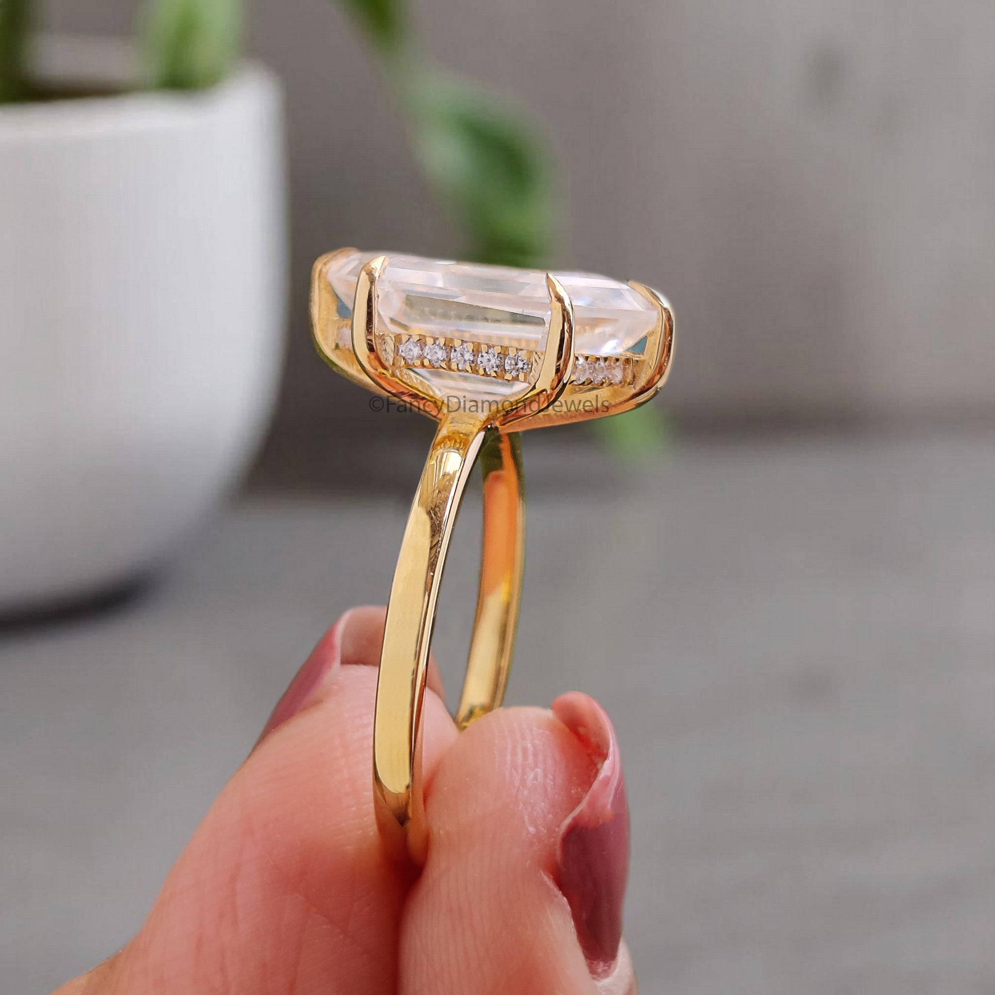 4.45 CT Hexagon Brilliant Cut Moissanite Engagement Ring Hidden Halo Setting Ring Wedding Ring Promise Ring For Women Gift For Her FD358