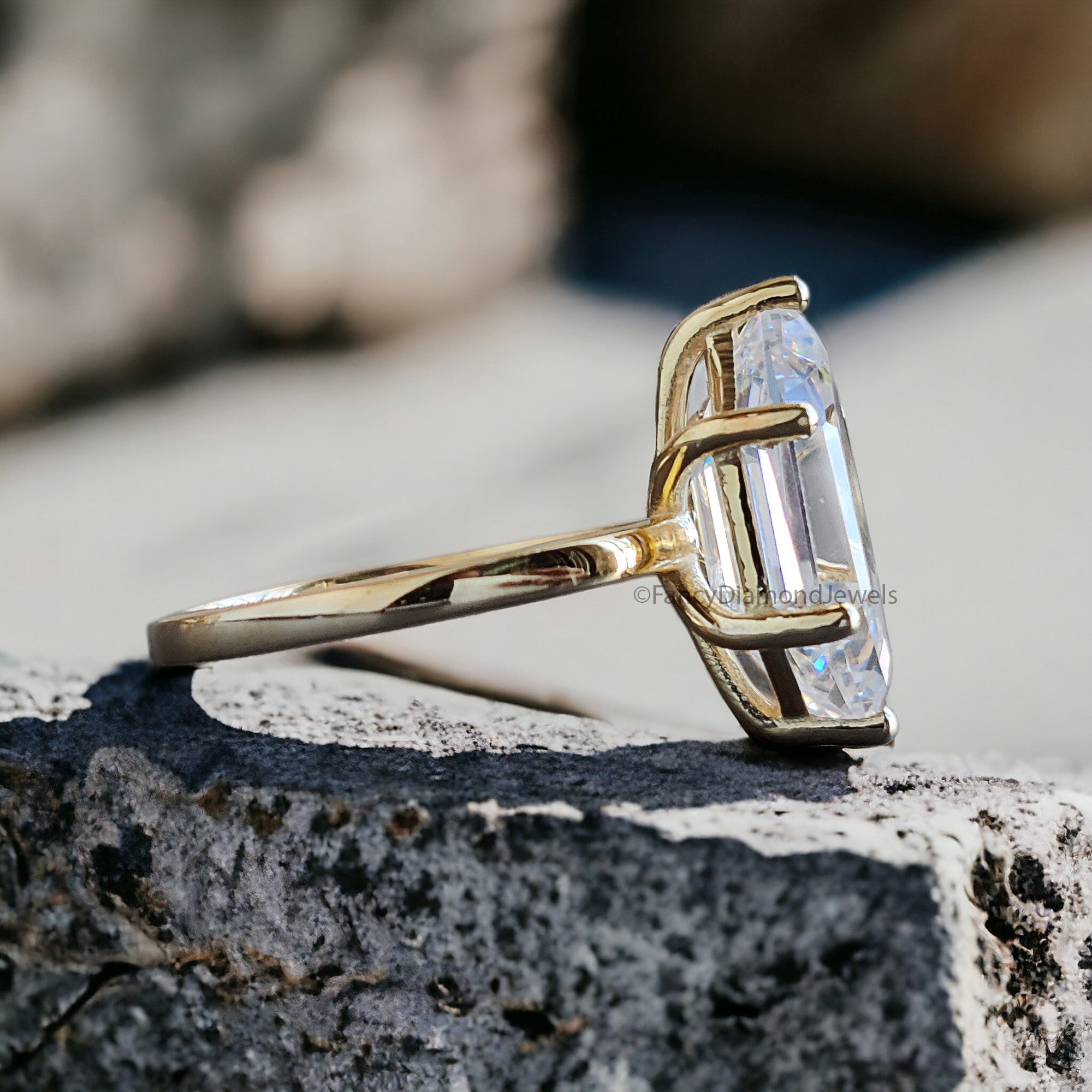 Hexagon Cut Engagement ring 8mm 10mm 11mm 13mm 14mm Stone Ring Silver Promise Ring Hexagon Cut Diamond Solitaire Ring Gift For Her FD292