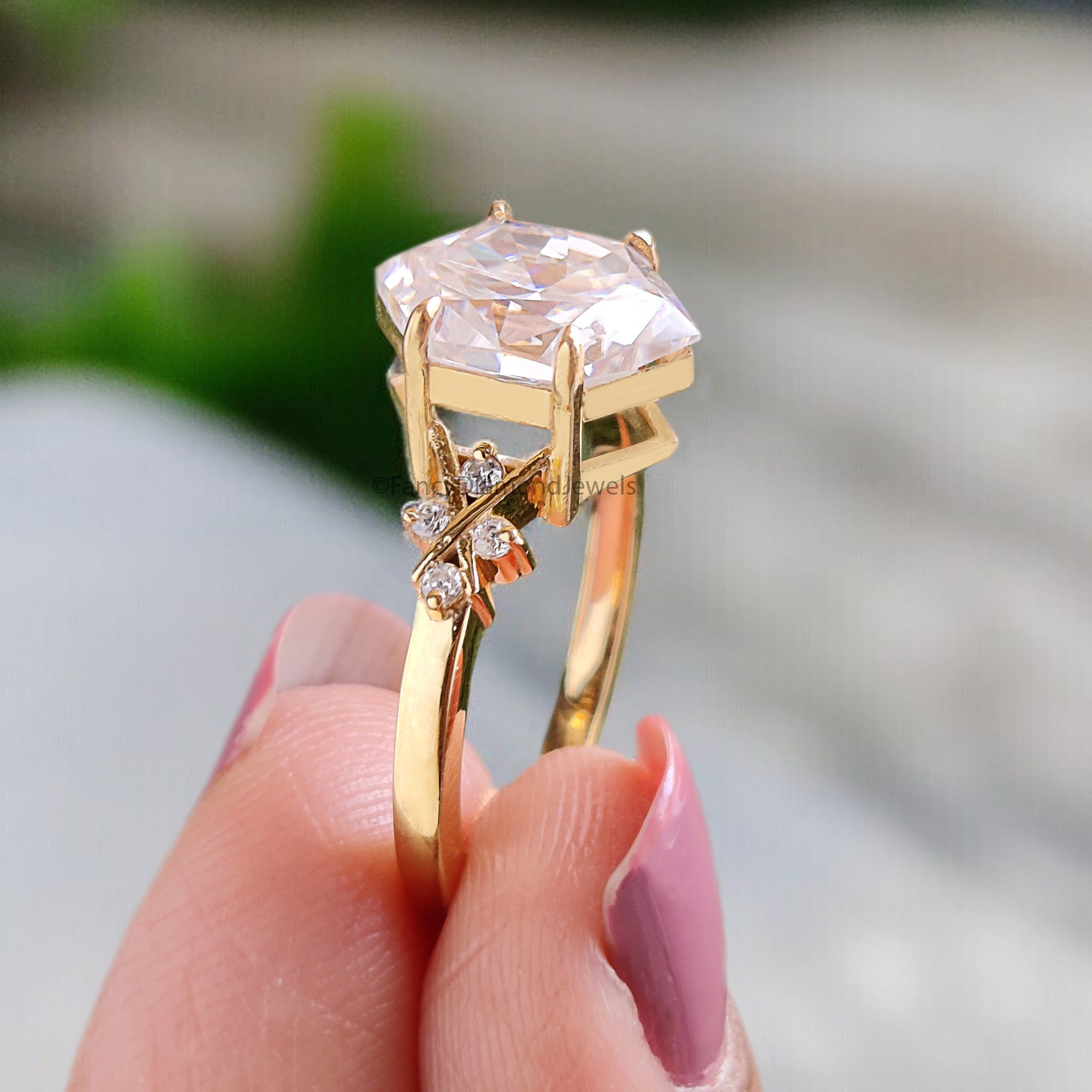 2.35 CT Hexagon Brilliant Cut Moissanite Engagement Ring Prong Setting Ring Wedding Ring Bridal Promise Ring For Women Gift For Her FD336