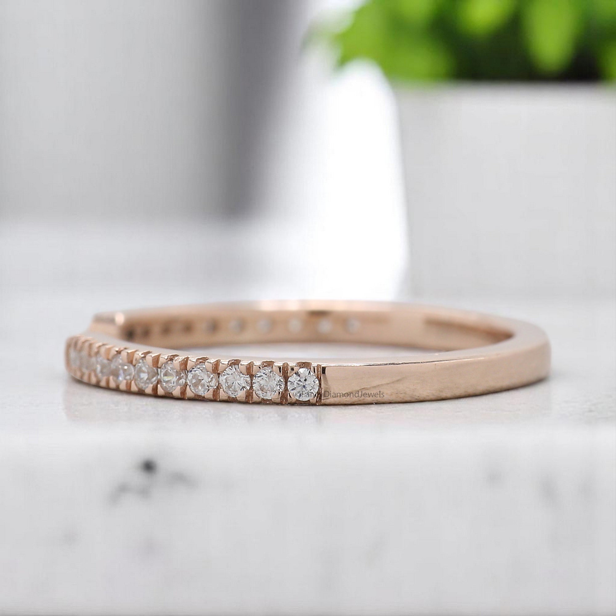 Open Gap Diamond Wedding Band 1.20 MM Diamond Half Eternity Minimalist Band Silver/10K/14K/18K Gold anniversary ring Gift For Her KD907