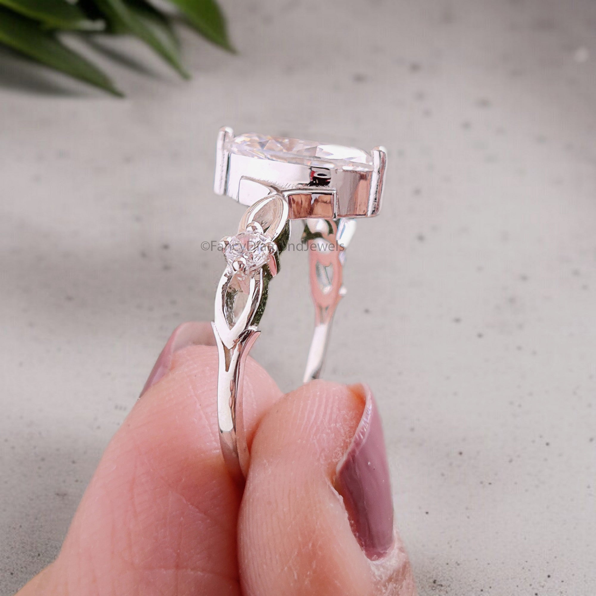 0.95 Ct Marquise Shape Colorless Engagement Ring Three Stone Ring Unique Bridal Ring White Gold Ring Anniversary Ring Gift For Her FD332