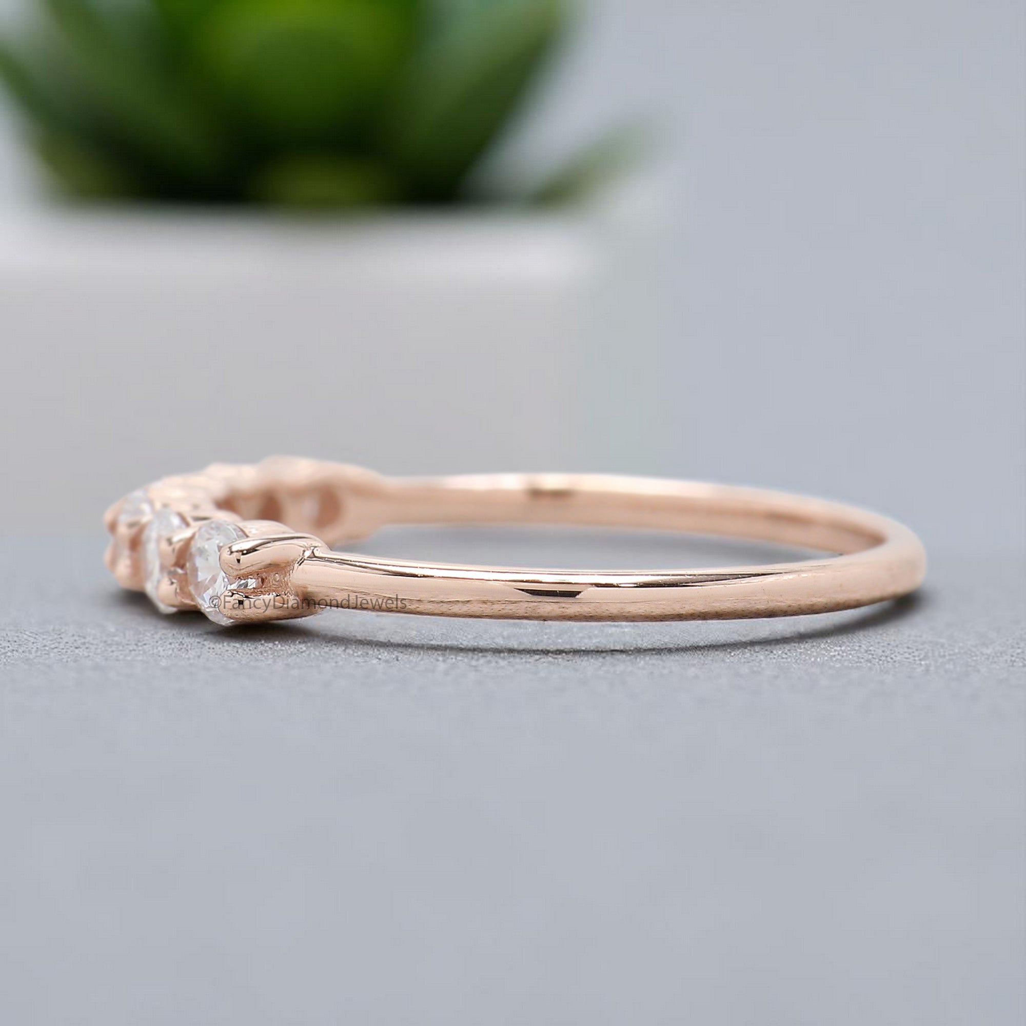 2.50 MM Seven Moissanite Diamond Wedding Band Half Eternity Minimalist Ring stacking dainty matching Silver/10K/14K/18K Gold Band KD897