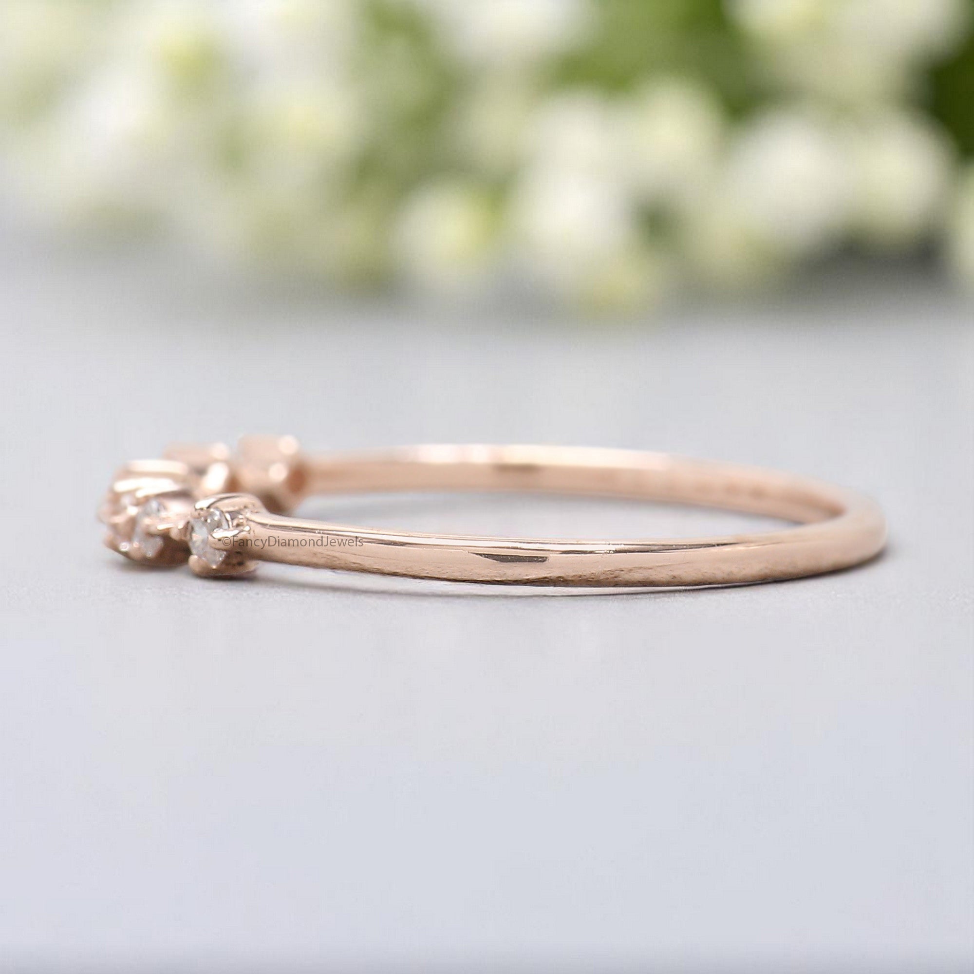 Natural White Diamond Wedding Band Half Eternity Minimalist Ring Silver/10K/14K/18K Gold stacking dainty matching anniversary Ring KD908