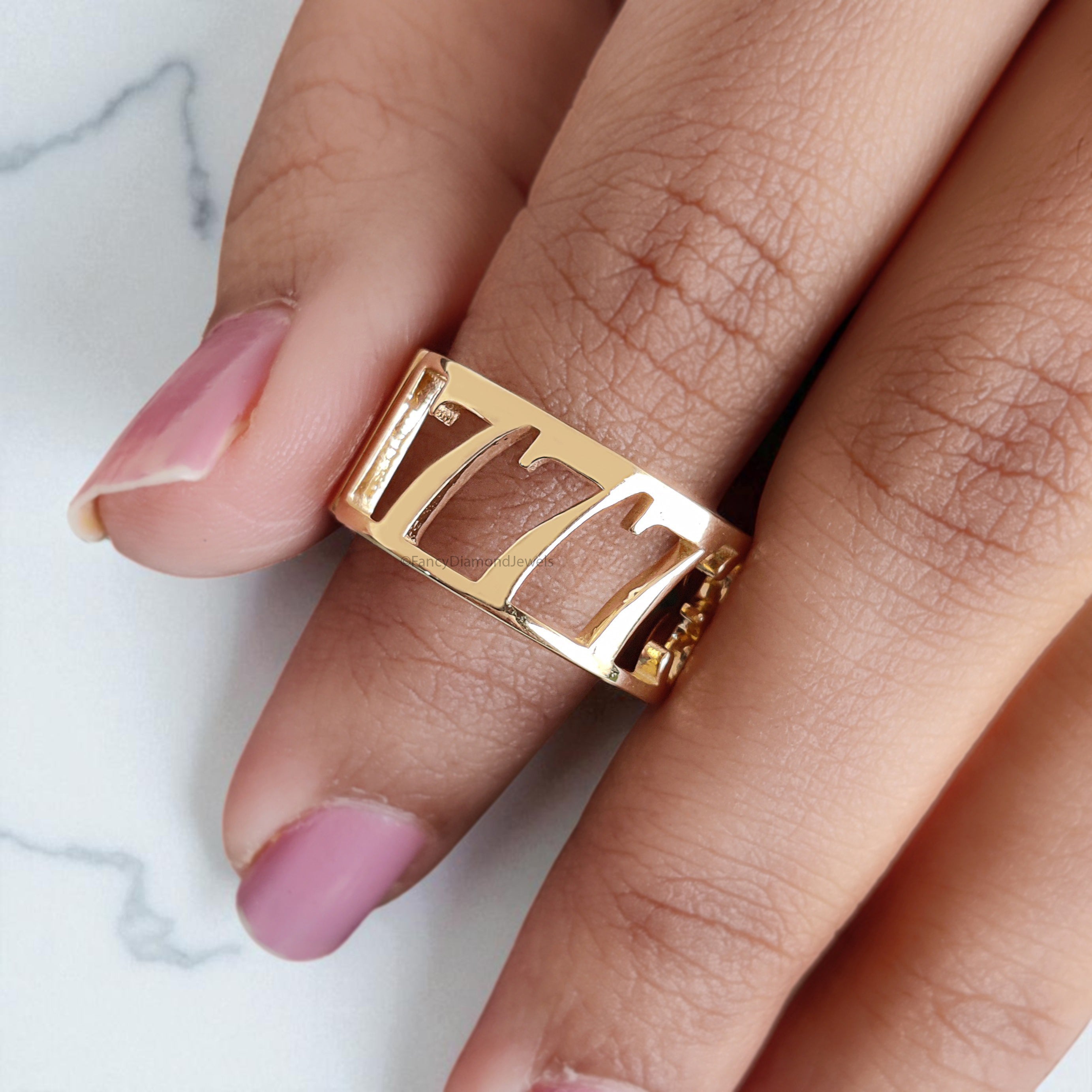 Anniversary Date Ring 333 777 666 Gold Ring Lucky Number Jewelry Ring Birthday Gift for Her Signet Number Ring Personalized Ring FD412
