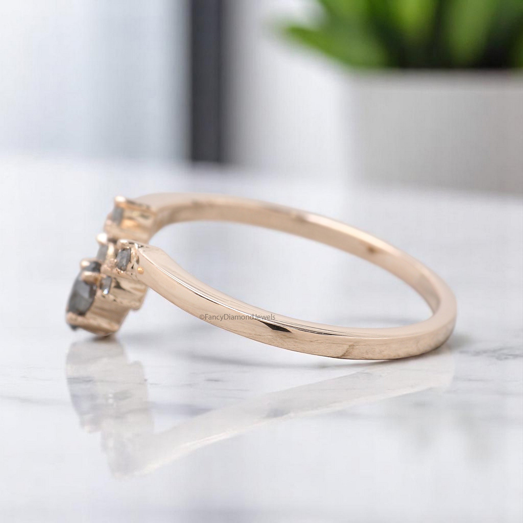 Salt And Pepper Diamond Wedding Band 0.22 TW Diamond Band Silver/10K/14K/18K Gold Half Eternity Band anniversary Ring Gift For Her KD316