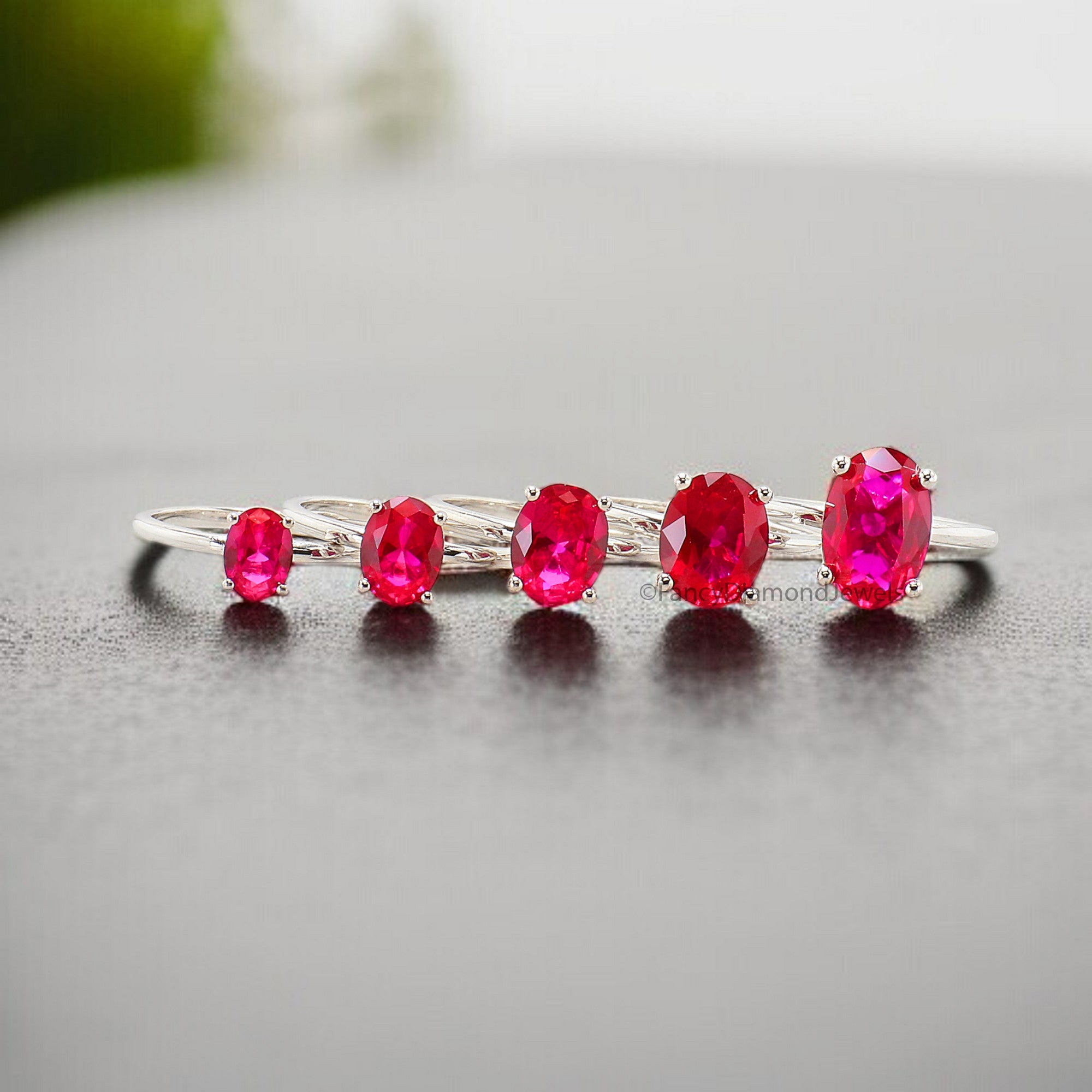 Oval Red Ruby engagement ring 12mm 10mm 9mm 8mm 7mm stone ring Simulant Solitaire ring Oval Red Diamond ring Silver ring Gift for her FD331