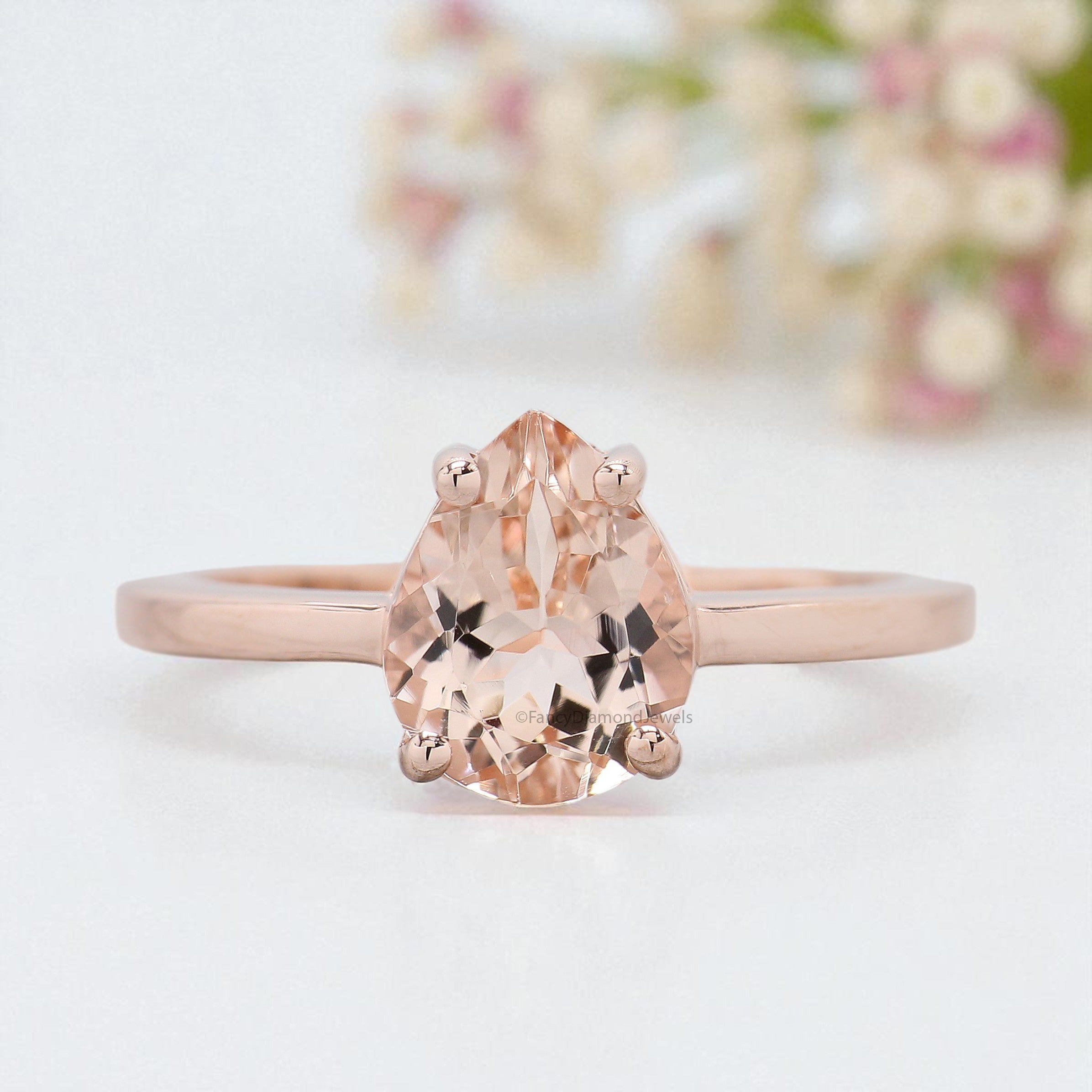 1.51 CT Pear Cut Natural Morganite Engagement Ring Set Rose Gold Ring Morganite Curved Wedding Ring Unique Vintage Ring Gift For Her FD427