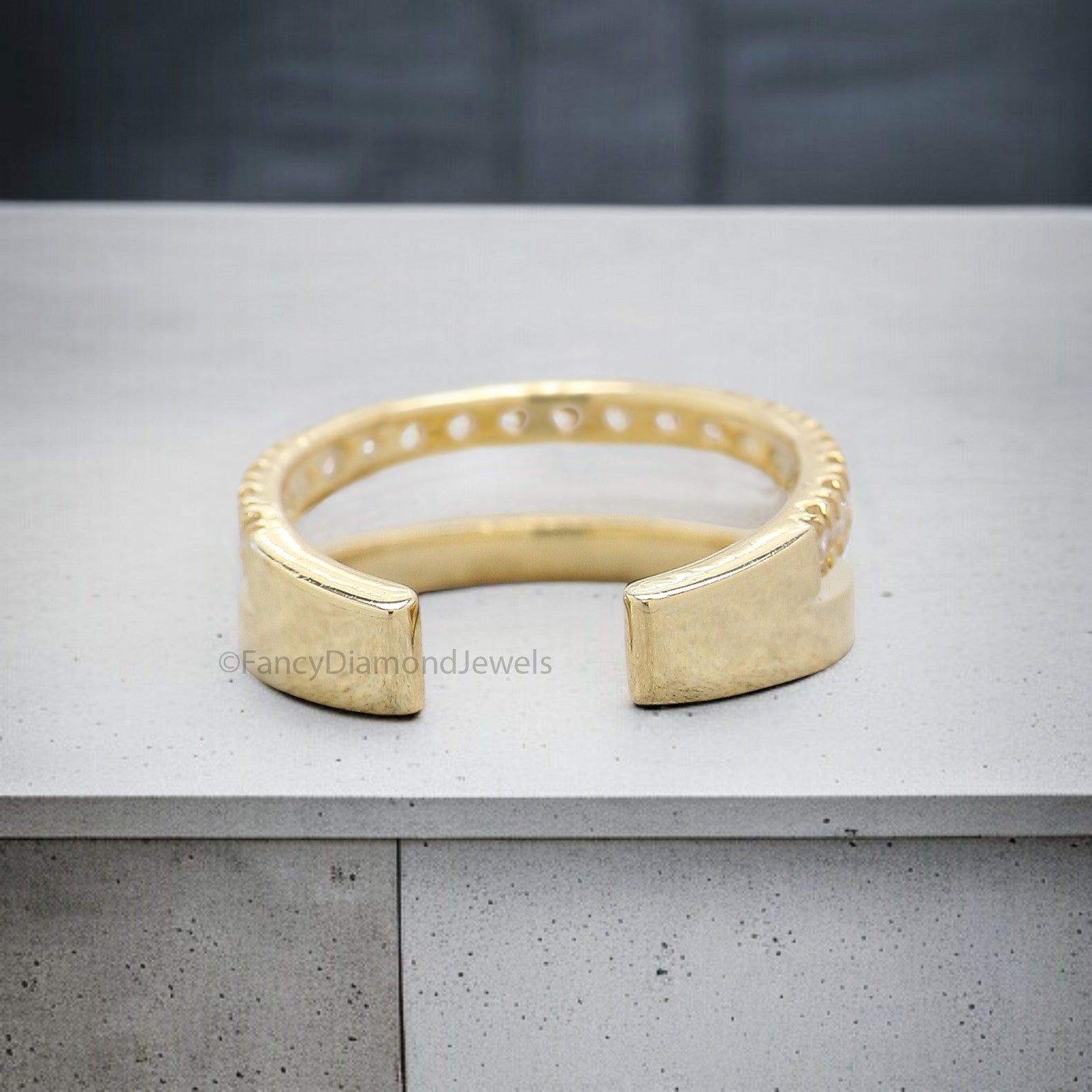 Round Brilliant Cut Colorless Moissanite Diamond Ear Cuff Double Band Ear Cuff Dainty Ear Cuff Yellow Gold Ear Wrap FD347