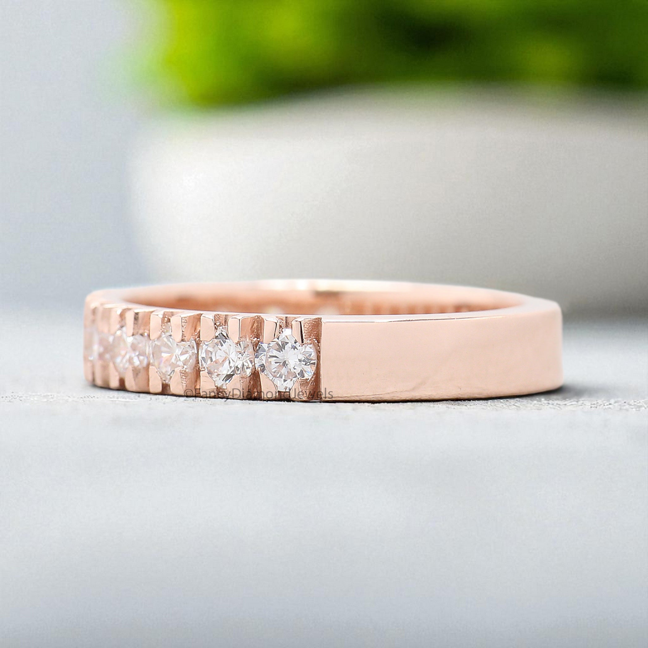 0.76 CT Natural White Diamond Wedding Band Silver/10K/14K/18K Gold Engagement Band Half Eternity Band Anniversary Ring Gift For Her FD386