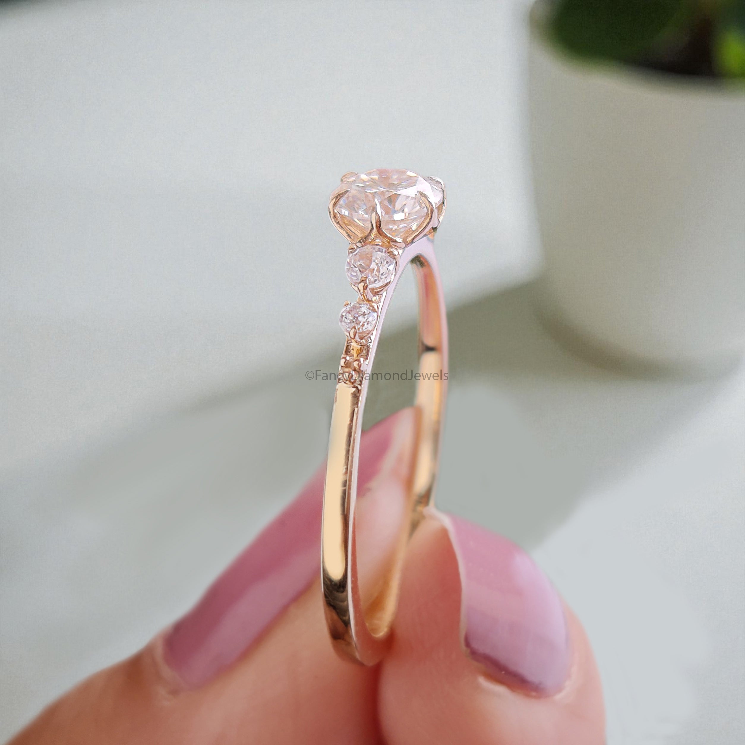 0.35 CT Round Lab Grown Diamond Promise Ring Round Diamond Set in Claw Prongs Ring Multi Diamond Engagement Ring for Women FD456