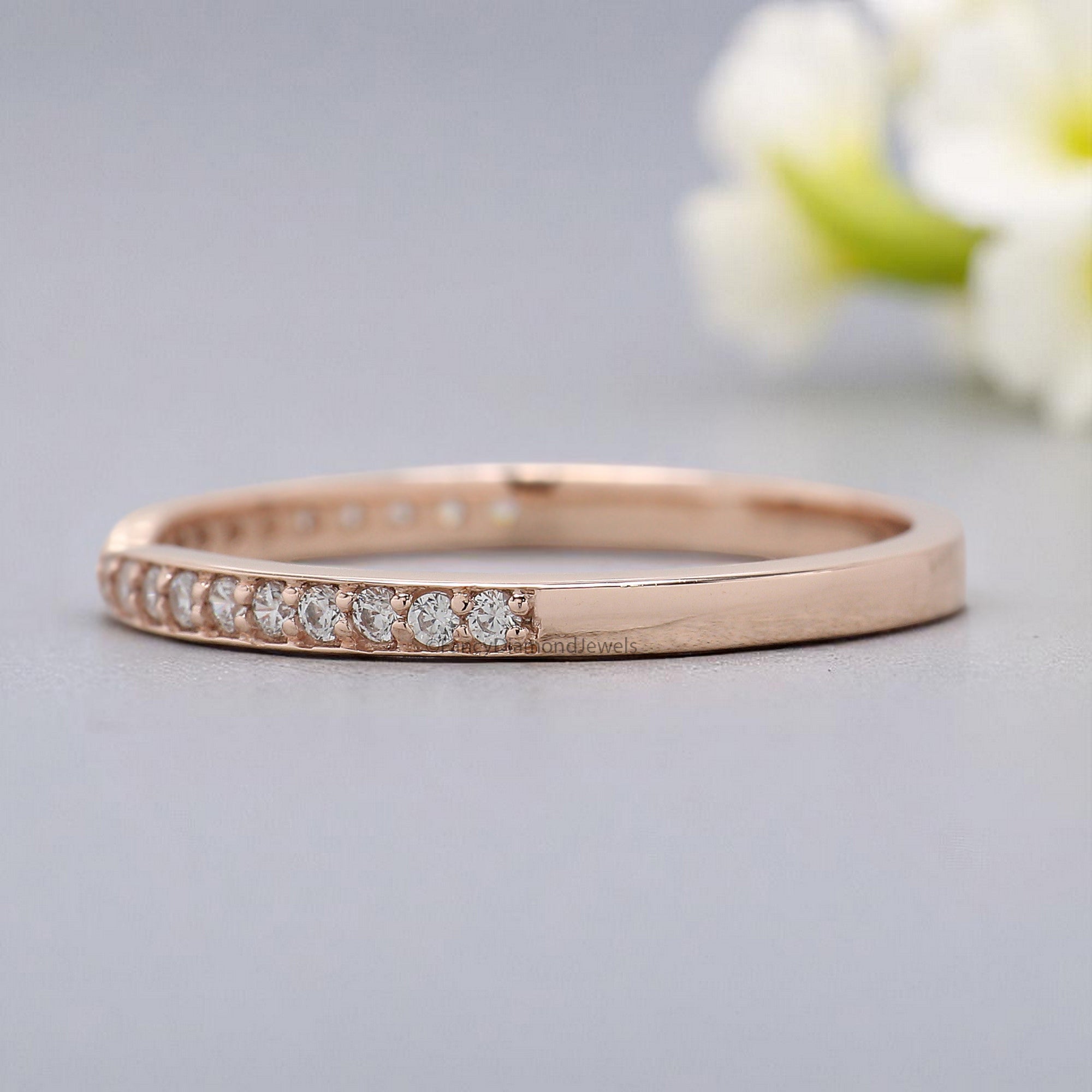 Bow Style Wedding Ring Silver/10K/14K/18K Gold Band Half Eternity Minimalist stacking dainty matching anniversary ring Gift For Her KD910