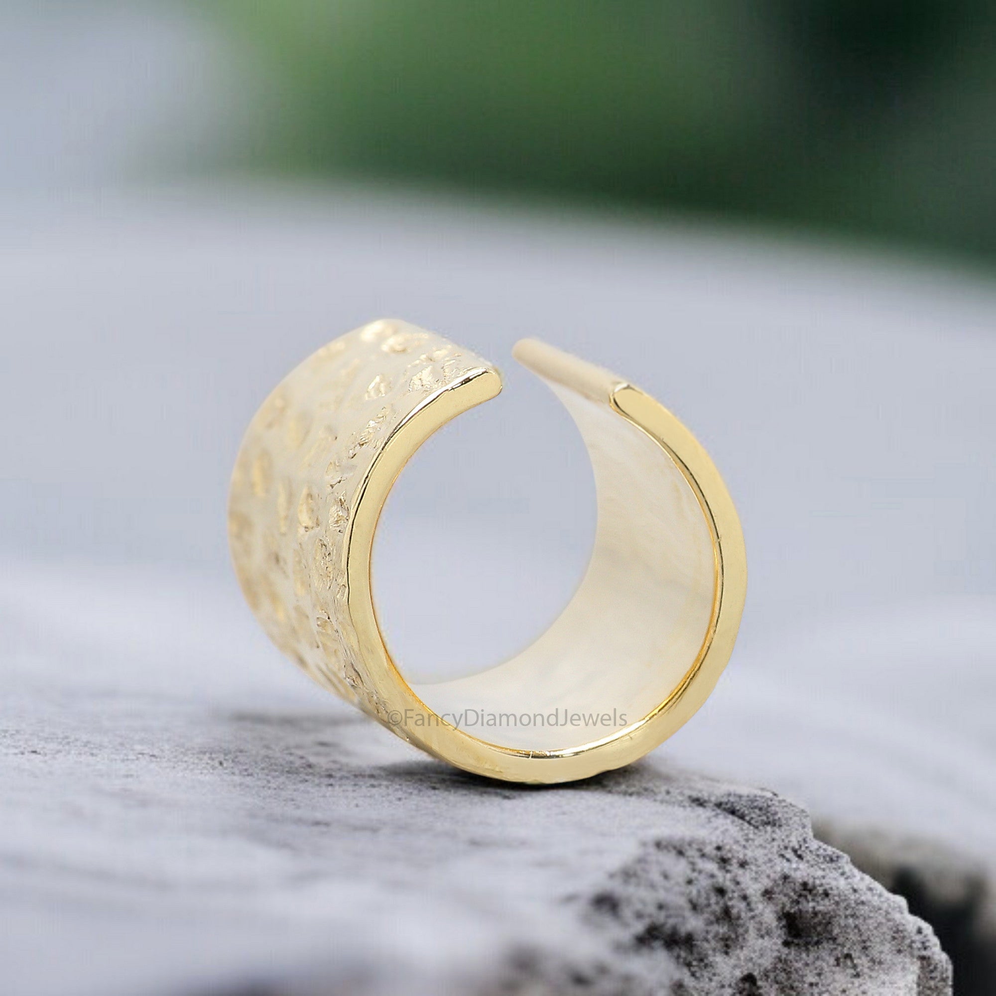 12mm Hammered Sterling Silver Ear Cuff Hammered Sterling Silver Ear Cuff Wide Ear Cuff Yellow Gold Ear Wrap Cuff FD348