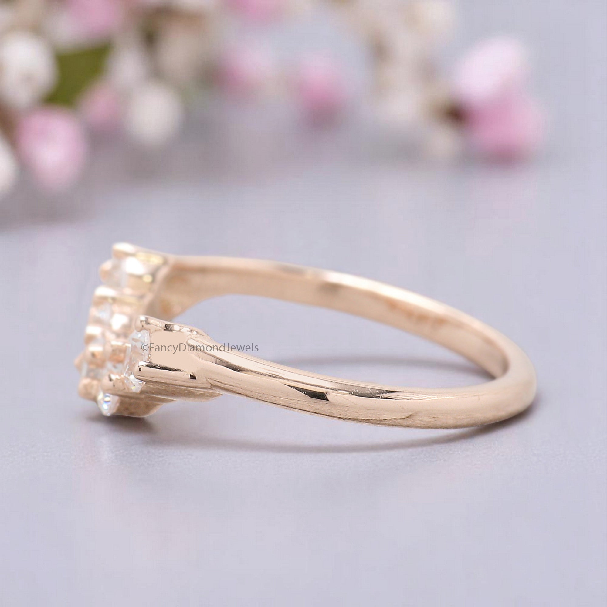 Five Round Diamond Wedding Band Silver/10K/14K/18K Band 3.00 MM Diamond Band Half Eternity Minimalist stacking dainty matching Ring FD370