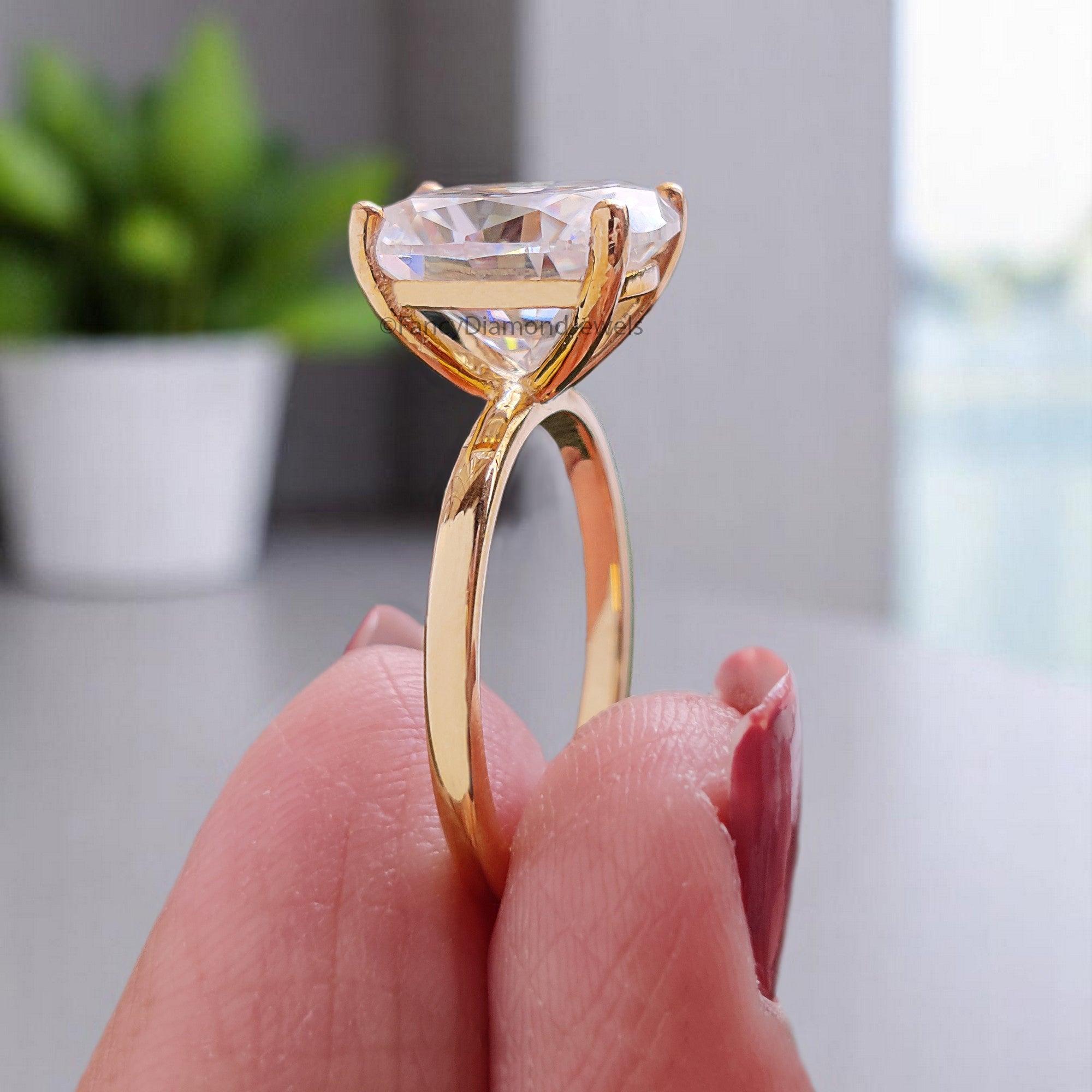 4.00 CT Cushion Shape Colorless Moissanite Ring Cushion Cut Unique Solitaire Ring Wedding Ring Promise Ring Gift For Her Bridal Ring FD362