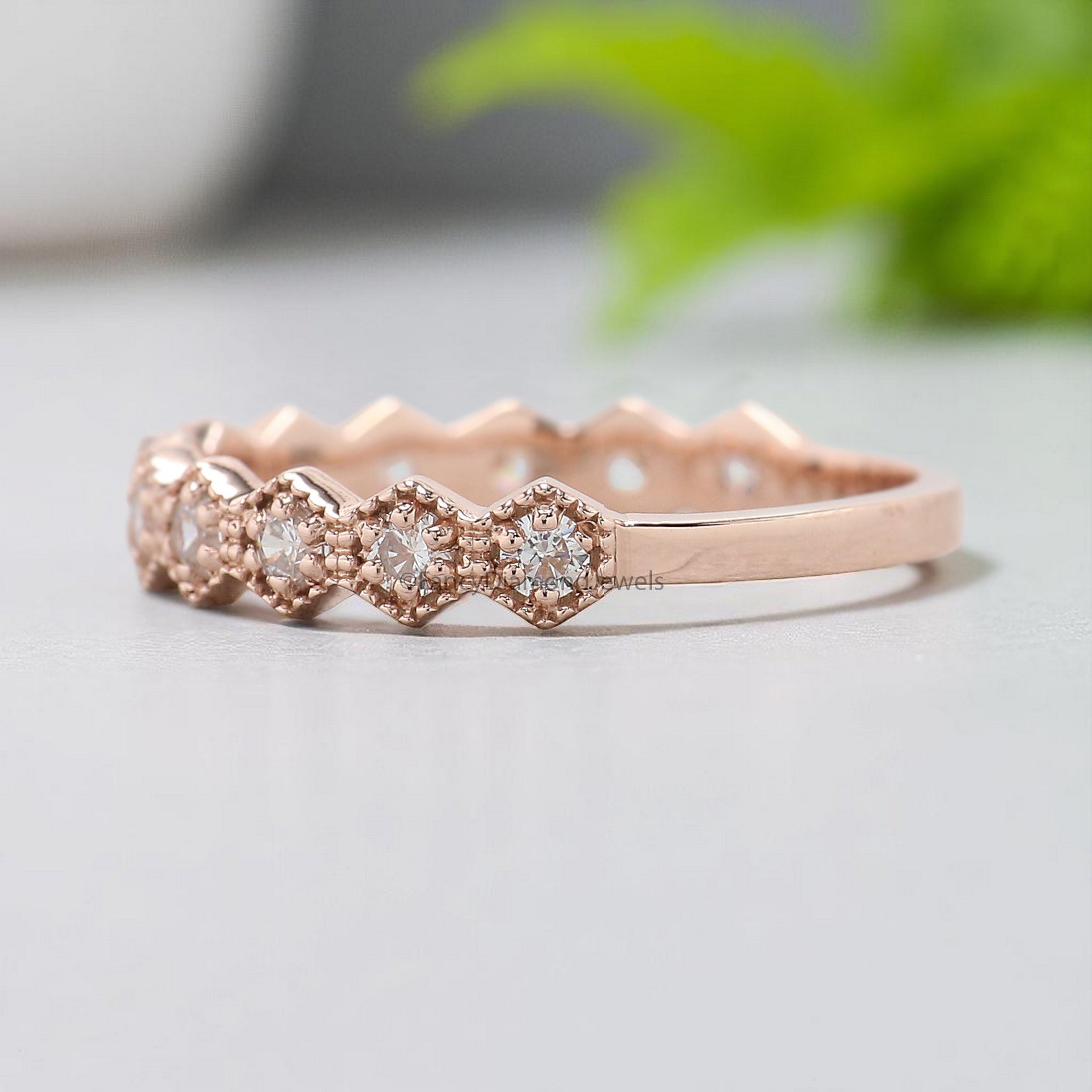 Classic Crown Ring 2.00 MM Diamond Wedding Band Half Eternity Minimalist Ring stacking dainty matching anniversary ring Gift For Her KD891
