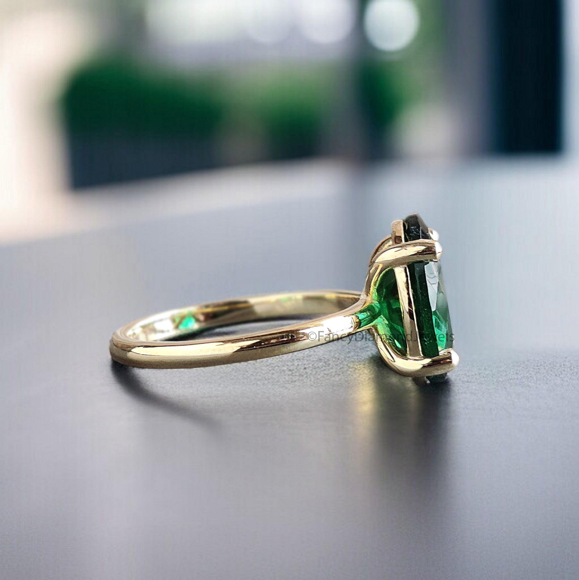 Oval Green Emerald stone engagement ring 12mm 10mm 9mm 8mm 7mm ring silver simulant Ring Solitaire ring Diamond ring Gift for her FD342