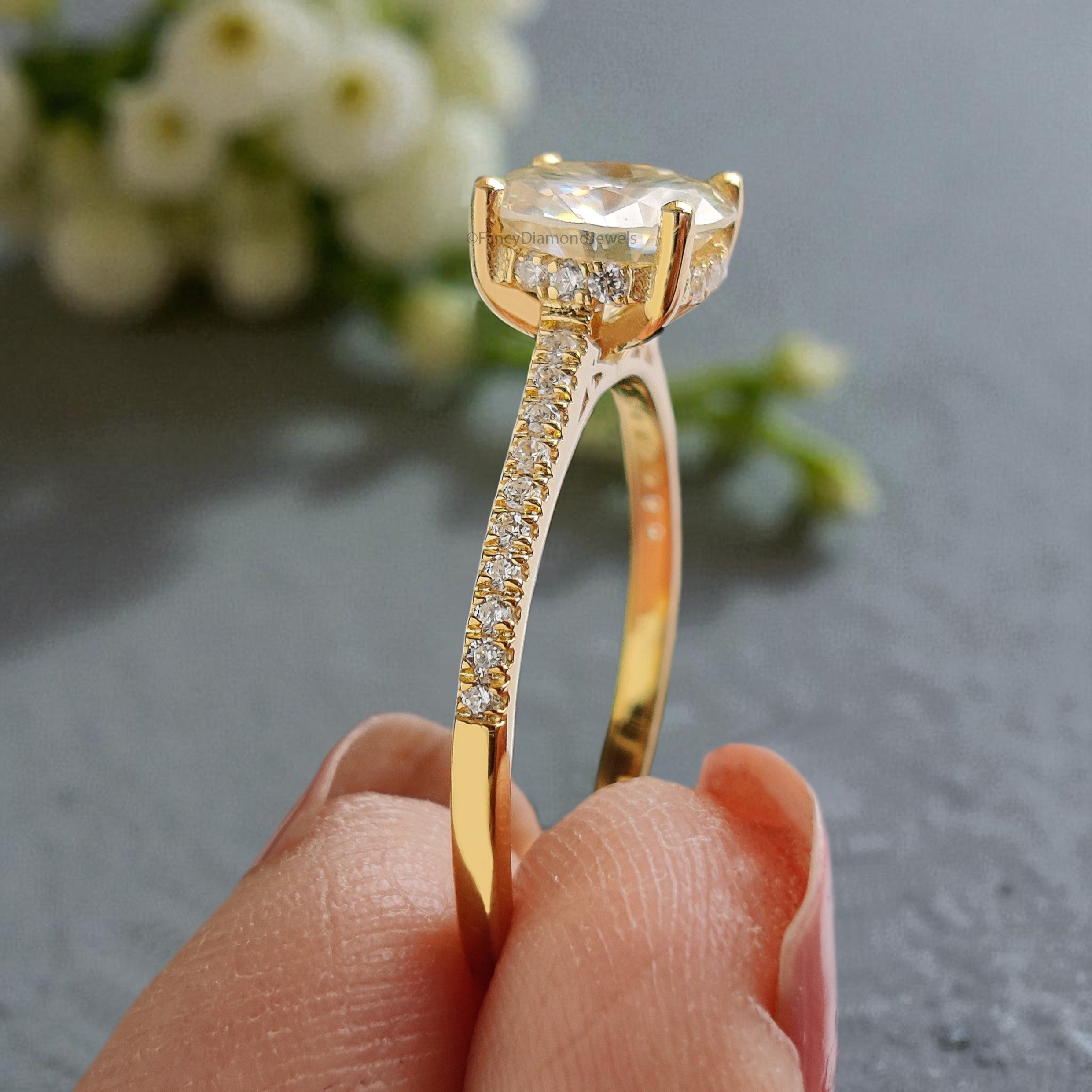 Vintage Hidden Halo Moissanite Ladies Ring Anniversary Gift 1 CT Round 7 mm Moissanite Wedding Ring Moissanite Diamond Engagement Ring FD117
