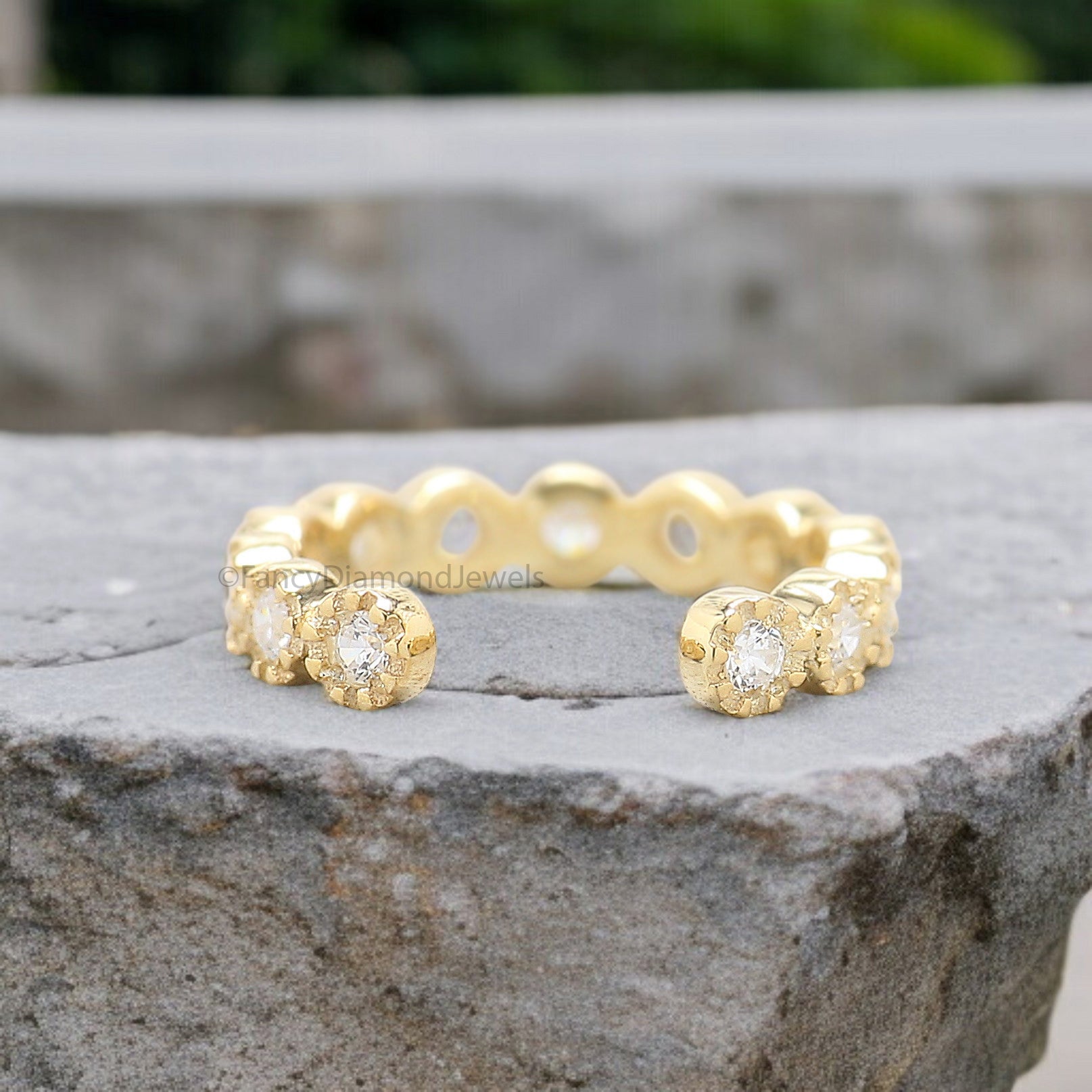 Round Brilliant Cut Colorless Moissanite Diamond Ear Cuff Conch Ear Cuff Sterling Silver Helix Piercing Yellow Gold Ear Wrap FD357