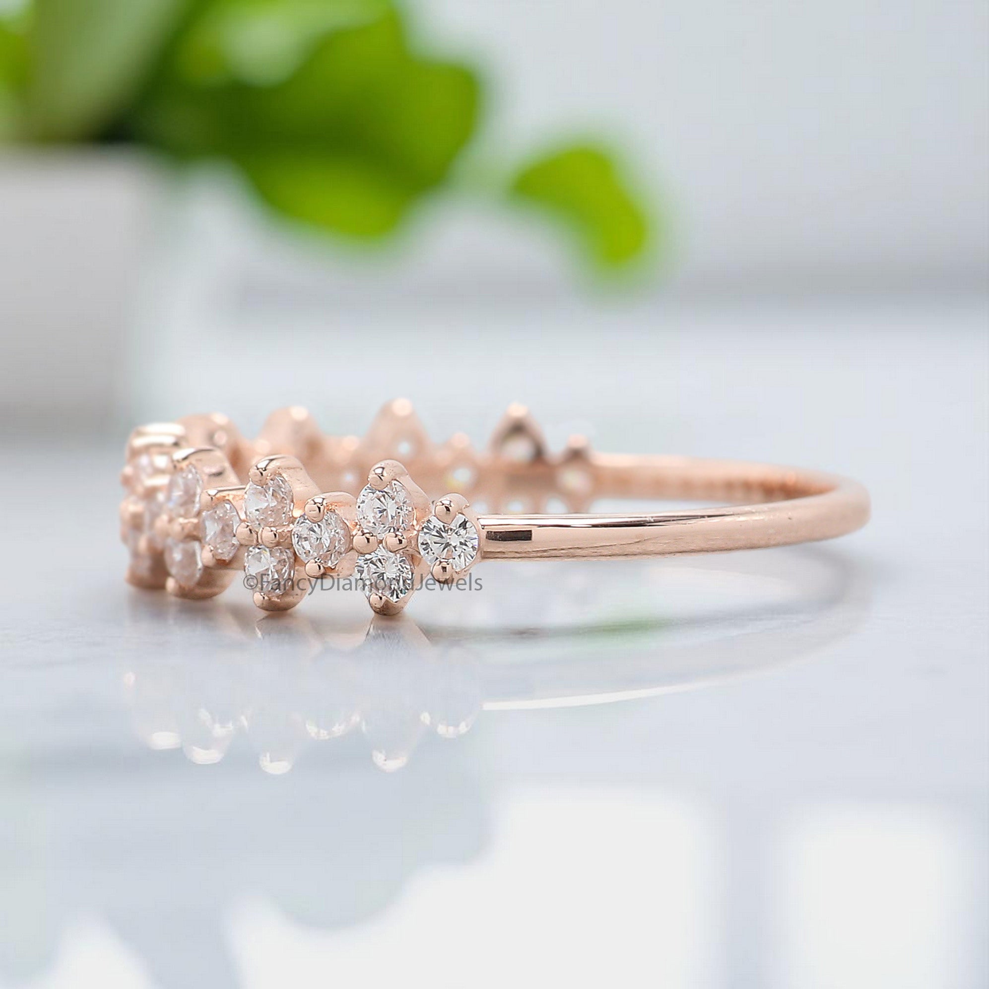 Silver/10K/14K/18K Gold Band 1.50 MM White Diamond Wedding Band Half Eternity Minimalist stacking dainty matching anniversary ring KD909