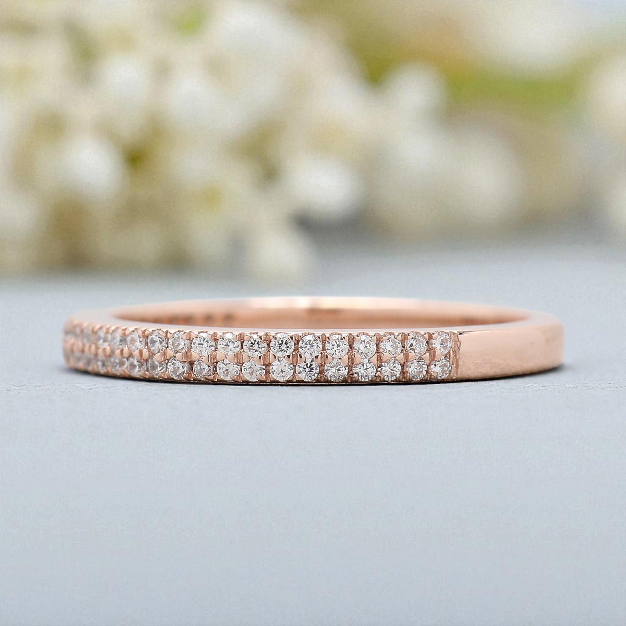 Round Cut Diamond Wedding Band Silver/10K/14K/18K Band Half Eternity Minimalist stacking dainty matching anniversary Ring Gift For Her KD888
