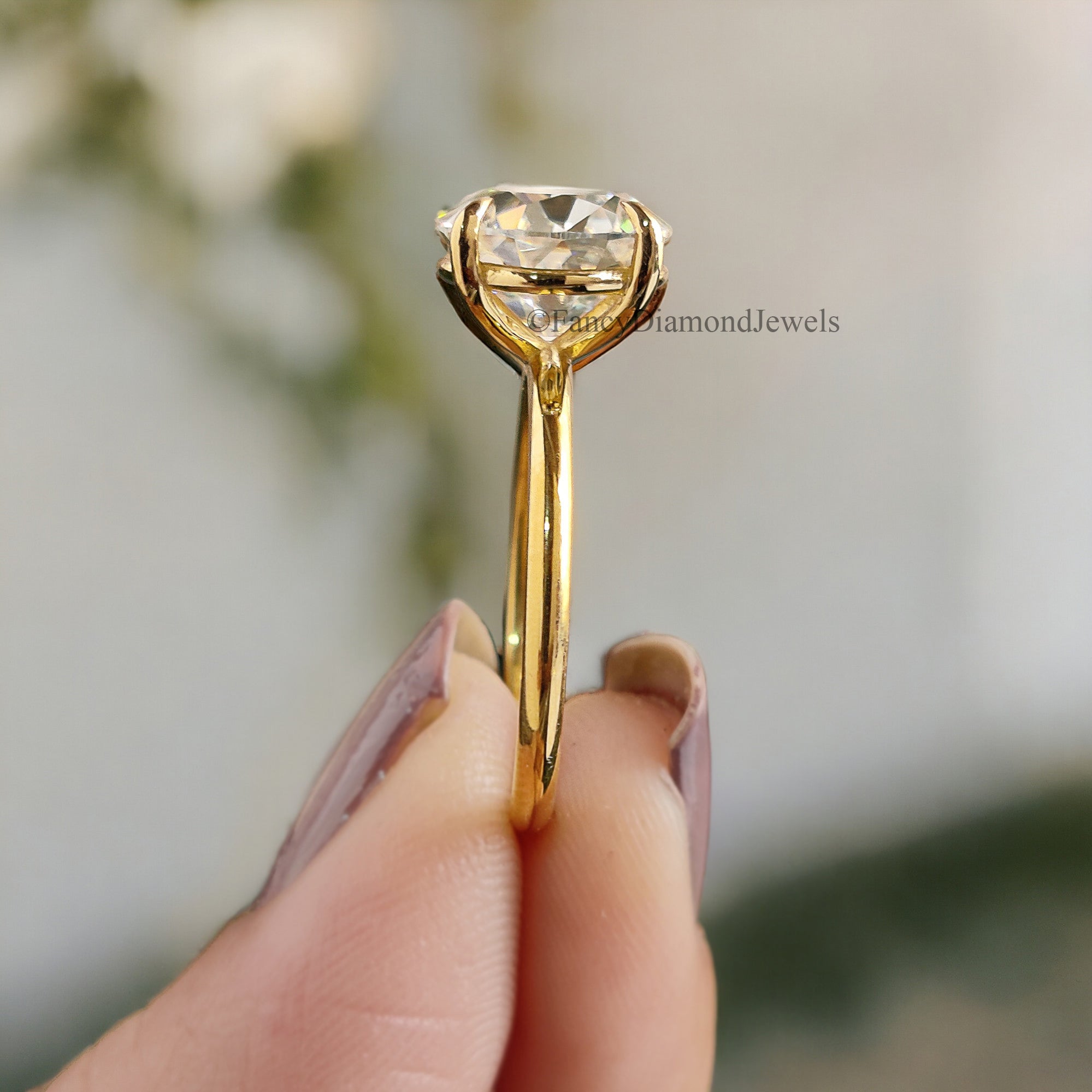 2.80 CT Round Old European Cut Colorless Moissanite Solitaire Ring Engagement Ring Wedding Ring Comfort Fit Yellow/White/Rose Gold Ring FD12