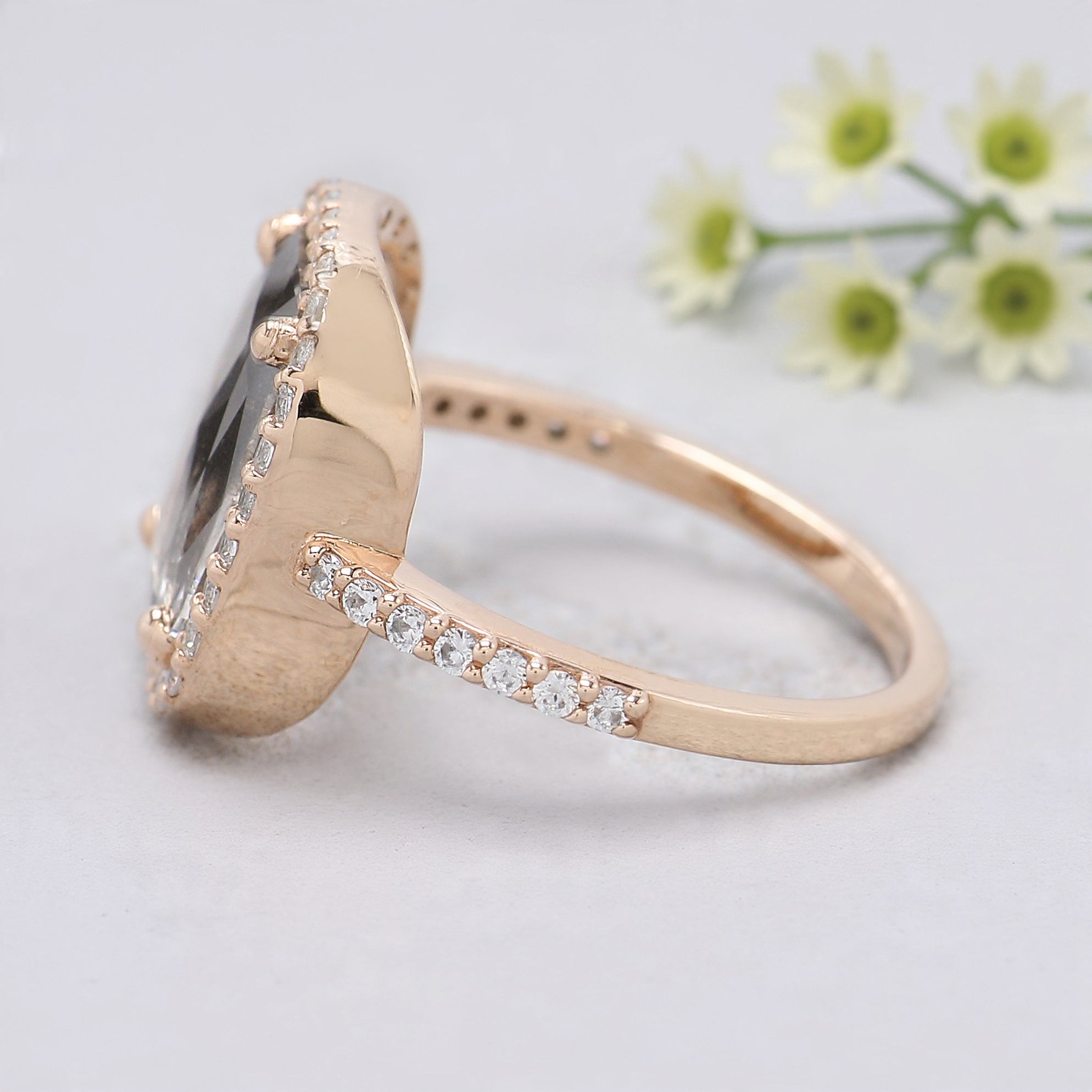 1.95 CT Cushion Lab Grown Diamond Ring Cushion CVD Fancy Black Grey Salt And Pepper Diamond Ring Engagement Ring Bridal Wedding Ring KDL3523