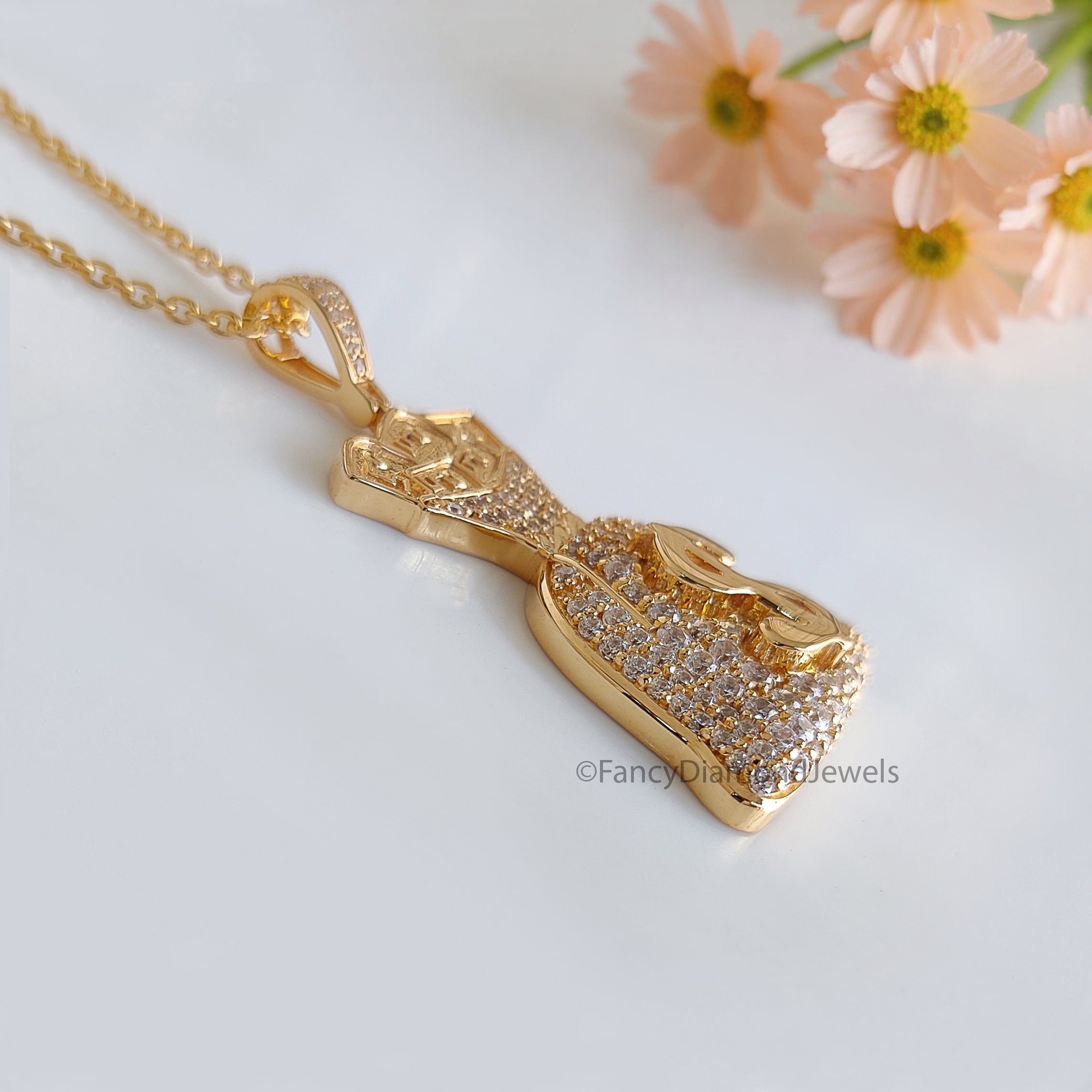 Iced Dollar Money Bag Pendant 925 Sterling Silver 2.00 CT Moissanite Diamond Hip Hop Pendant Statement Piece Men's Charm Pendant FD543