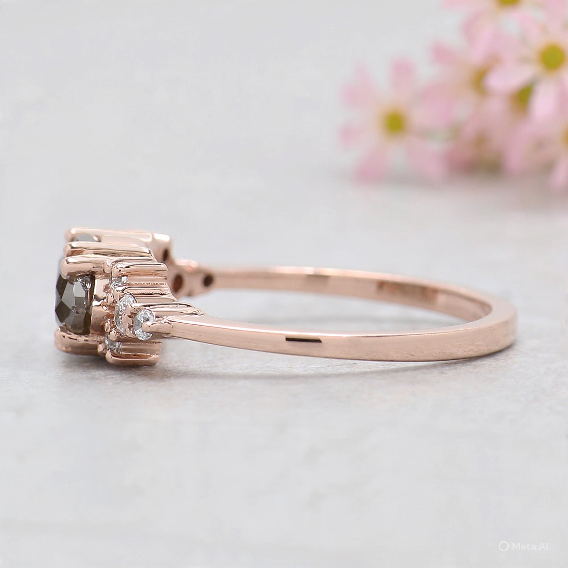 Marquise Cut Light Brown Diamond Ring 1.35 Ct 9.95 MM Marquise Shape Diamond Ring 14K Rose Gold Silver Engagement Ring Gift For Her KDL1650