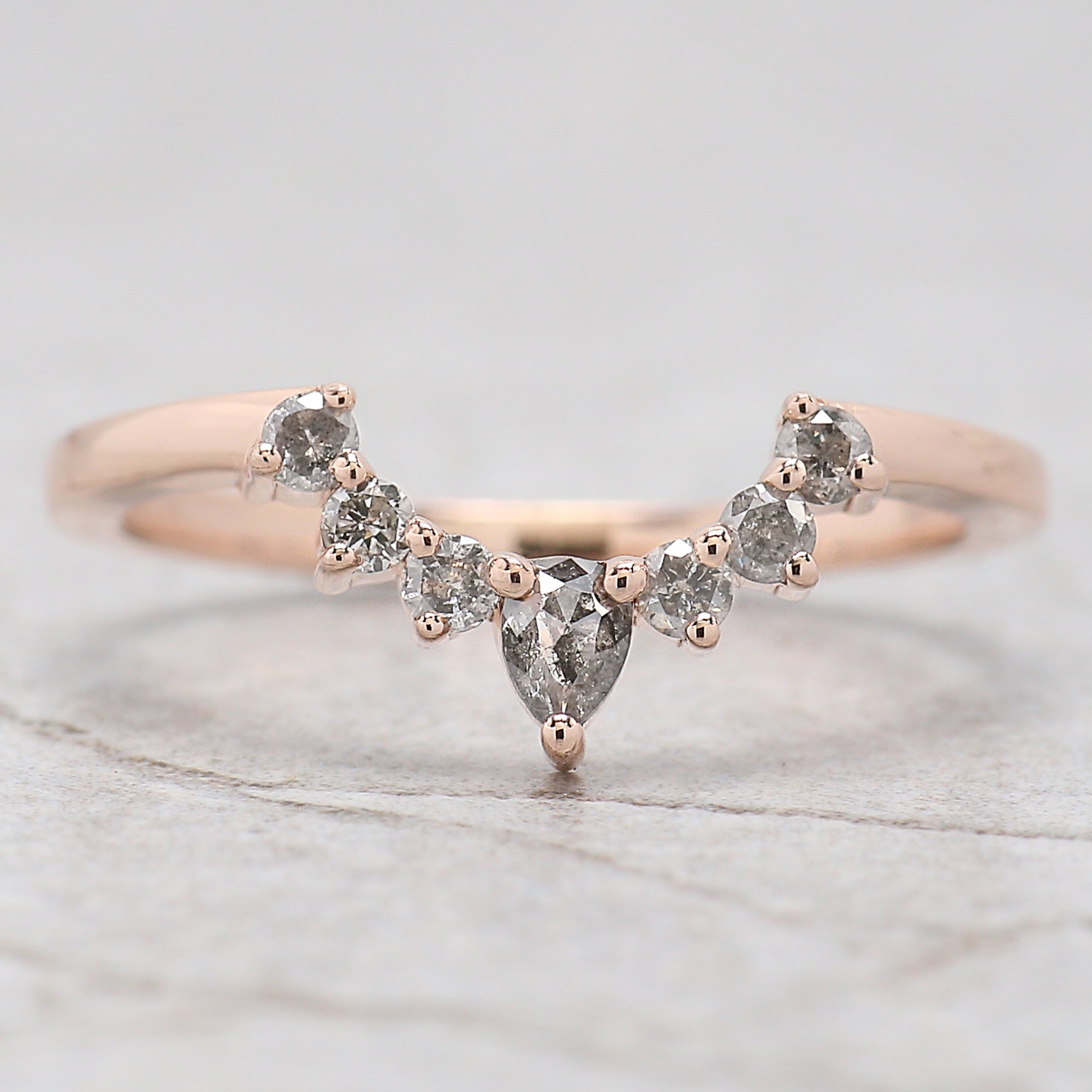 Round Rose Cut Salt And Pepper Diamond Ring 1.57 Ct 7.06 MM Round Diamond Ring 14K Rose Gold Silver Engagement Ring Gift For Her QL9234