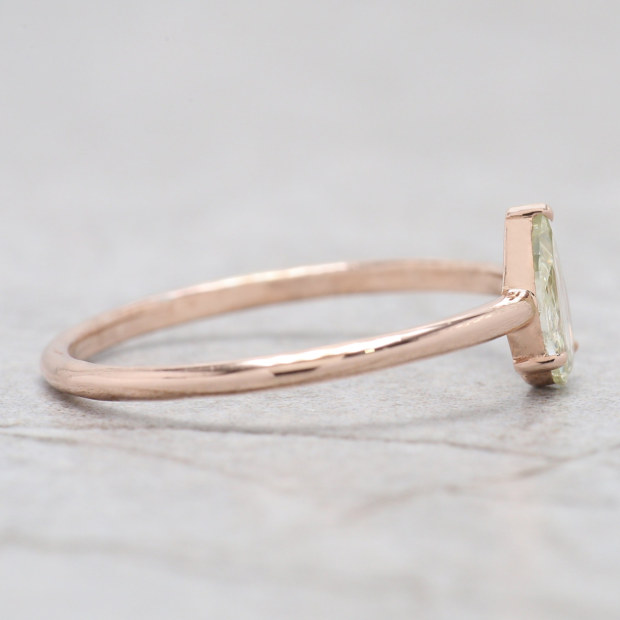 GIA Certified Pear Green Color Diamond Ring 0.32 Ct 6.63 MM Pear Diamond Ring 14K Solid Rose Gold Silver Engagement Ring Gift For Her QL4429