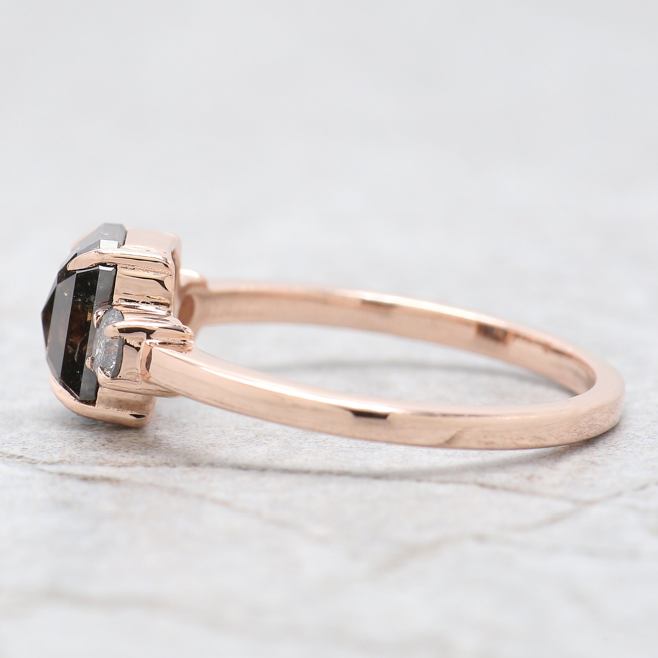 Emerald Cut Black Color Diamond Ring 1.24 Ct 7.00 MM Emerald Diamond Ring 14K Solid Rose Gold Silver Engagement Ring Gift For Her QN615