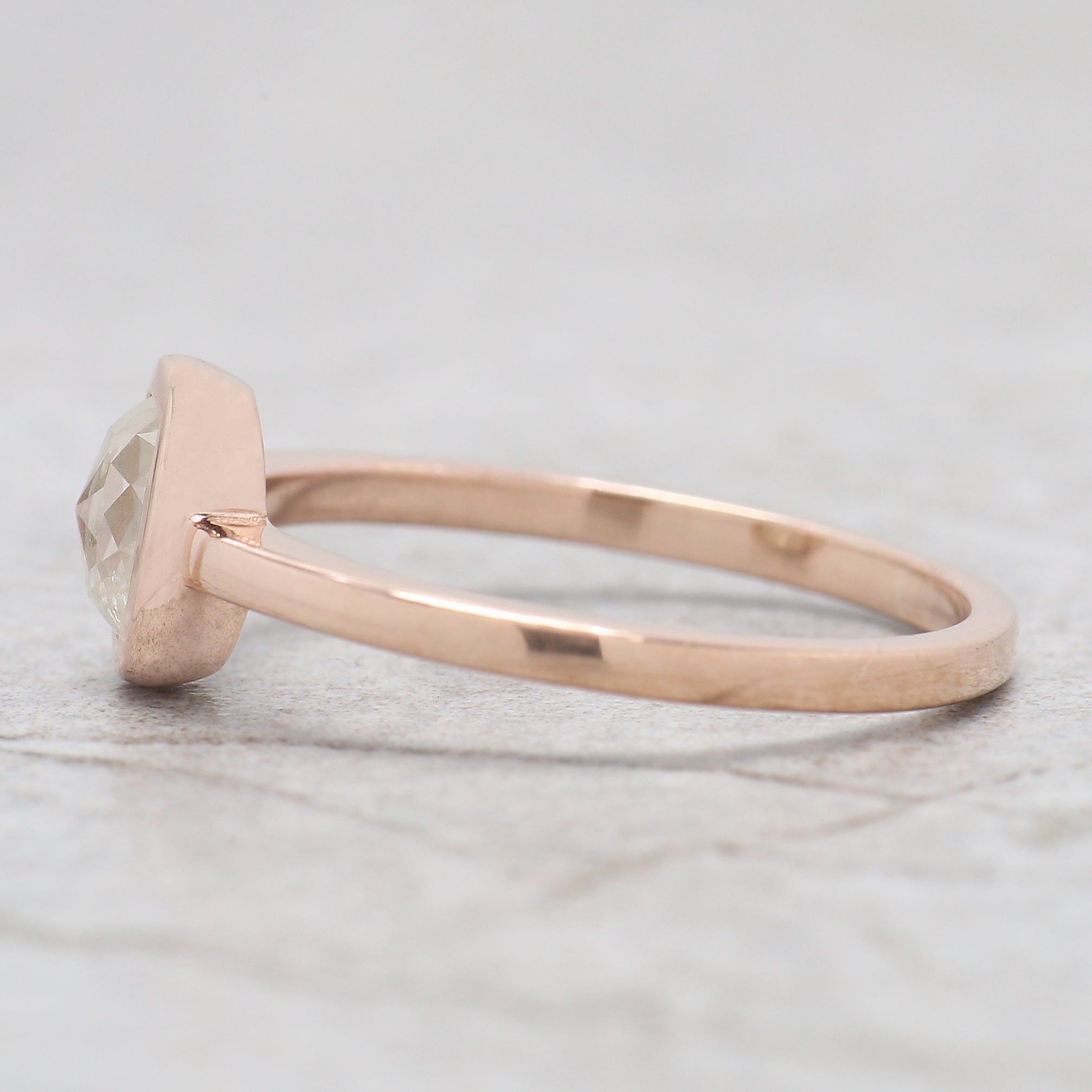 Cushion Cut Grey Color Diamond Ring 0.94 Ct 5.90 MM Cushion Diamond Ring 14K Solid Rose Gold Silver Engagement Ring Gift For Her QL5089