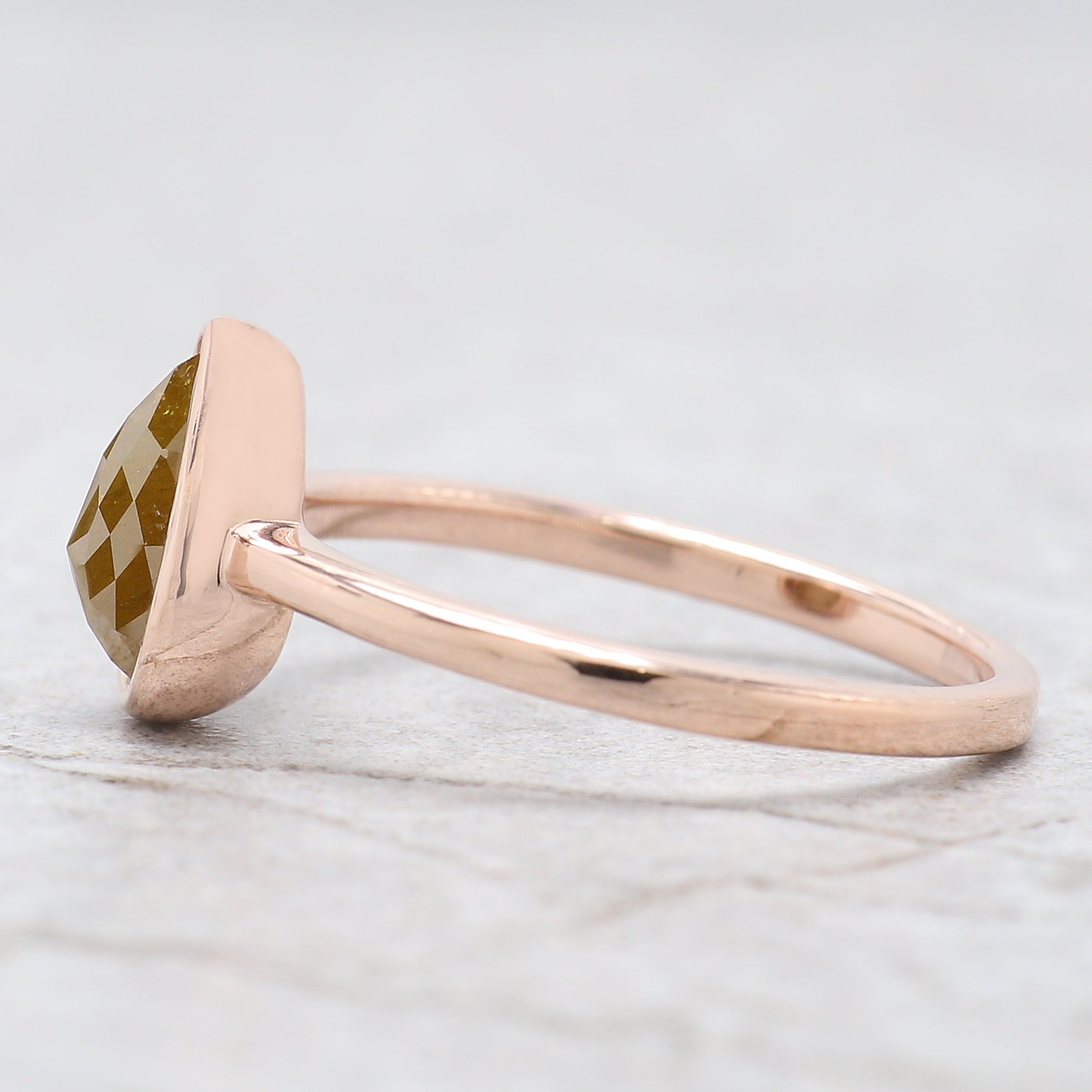 Pear Cut Yellow Color Diamond Ring 1.22 Ct 7.85 MM Pear Shape Diamond Ring 14K Solid Rose Gold Silver Engagement Ring Gift For Her QL1620
