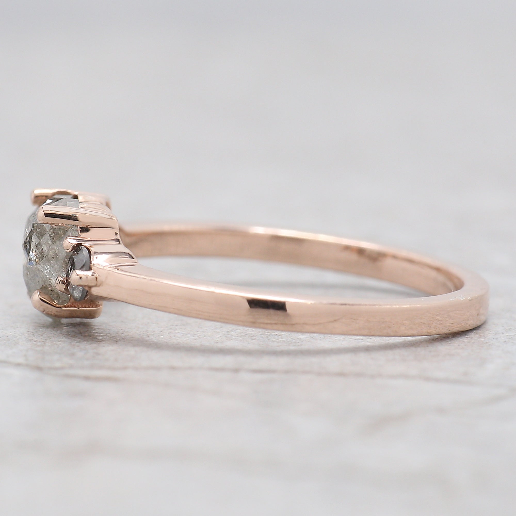 Heart Salt And Pepper Diamond Ring 0.69 Ct 5.60 MM Heart Shape Diamond Ring 14K Solid Rose Gold Silver Engagement Ring Gift For Her QL1624