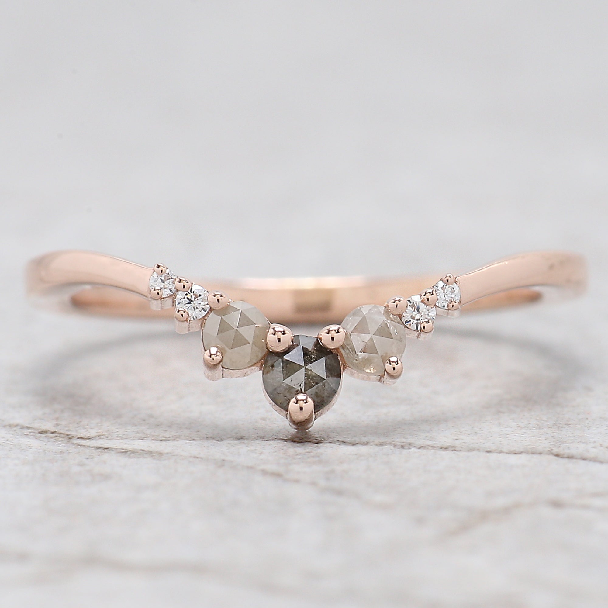 Pear Cut Salt And Pepper Diamond Ring 1.47 Ct 8.05 MM Pear Diamond Ring 14K Solid Rose Gold Silver Pear Engagement Ring Gift For Her QL1561